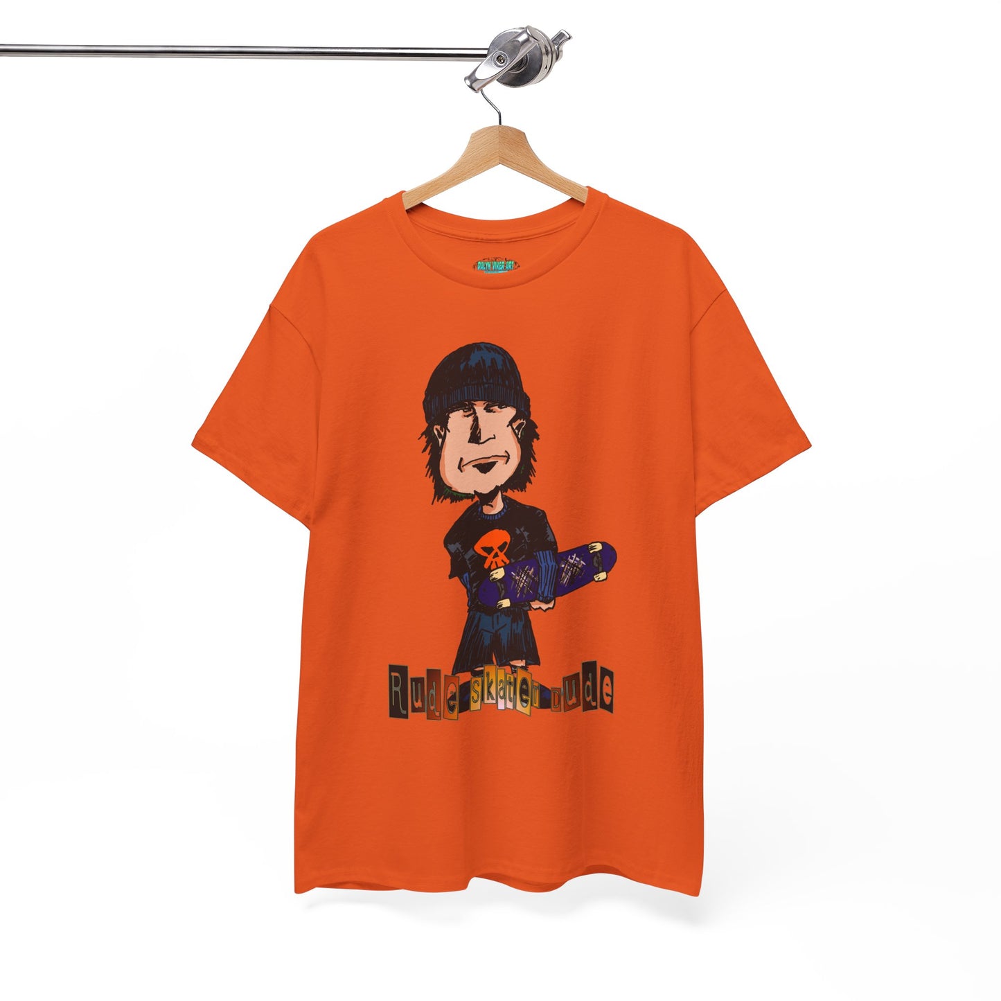 Rude Skater Dude Cartoon Skate Punk T-Shirt — Skateboarding Tee with Skull Design