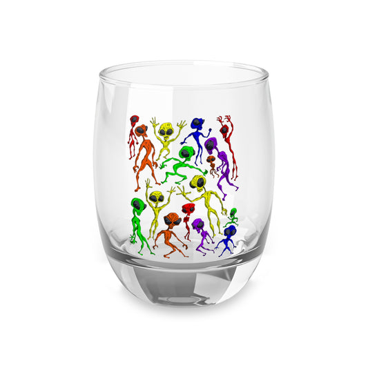 Alien Dance Party Colorful Whiskey Glass, Unique Barware, Fun Party Gift, Sci-Fi Decor, Home Bar Essential, Cocktail Glass
