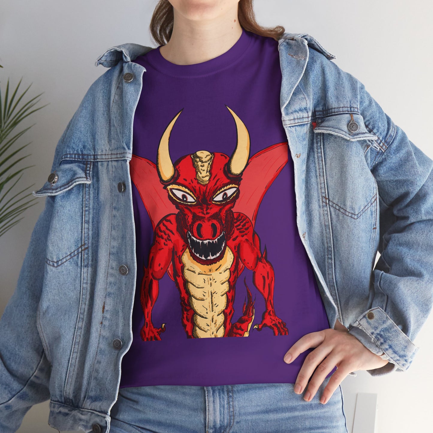 Bold Red Dragon Unisex Heavy Cotton Tee | Graphic Shirt for Anime Fans, Party Wear, Casual Outfit, Gift for Him/Her