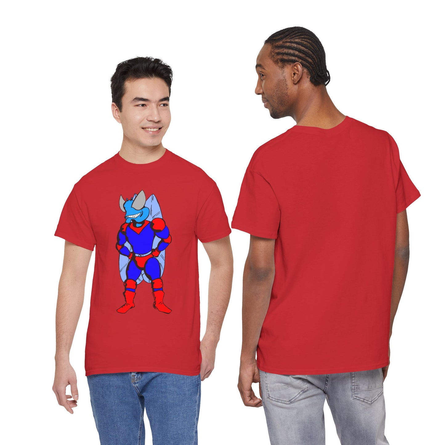 Astro-Fly Hero Graphic Tee - Blue & Red Superhero T-Shirt