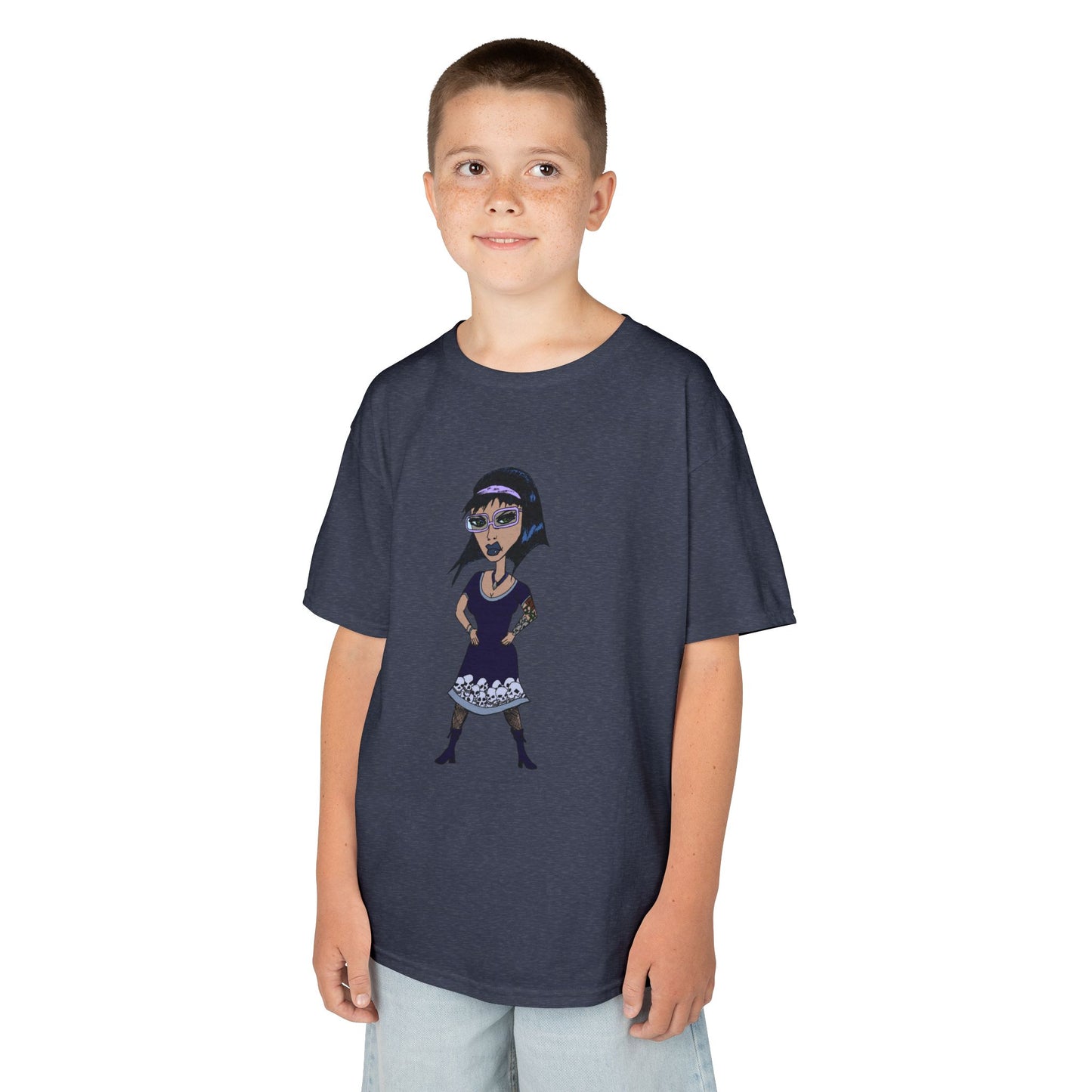 Kids Tee — Vintage Gothic Girl Cartoon Graphic Tee for Children