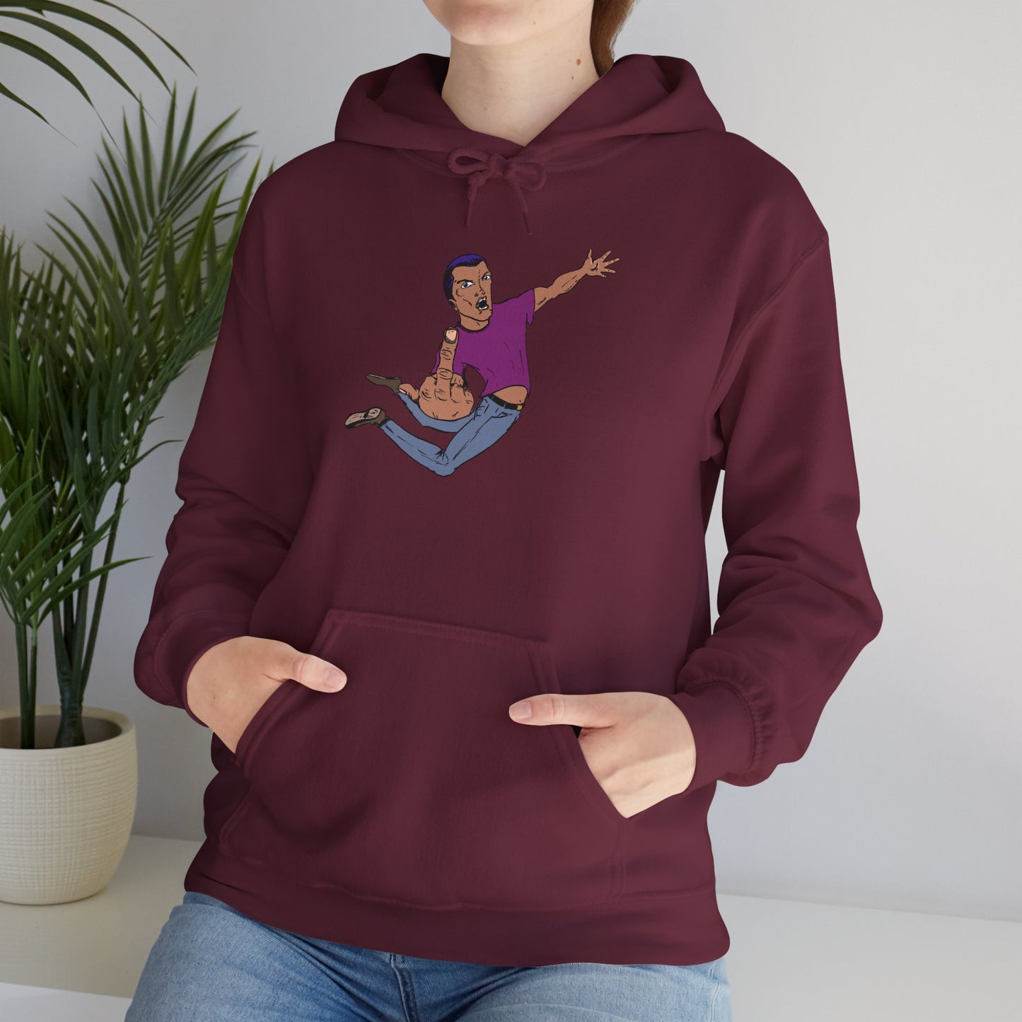 Funny Flying Eff Unisex Hooded Sweatshirt with Cartoon Design, Casual Hoodie, Gift for Friends, Birthday Gift, Loungewear