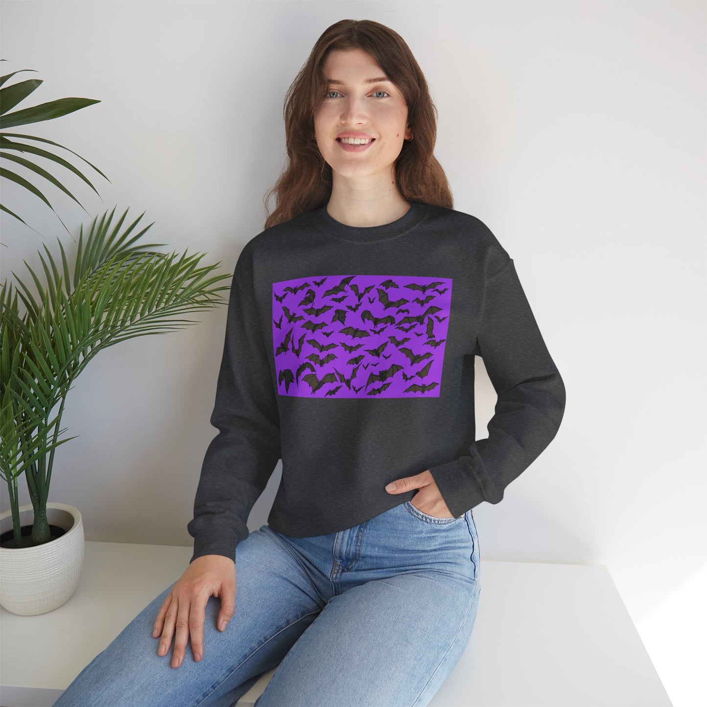 Spooky Bat Crewneck Sweatshirt for Halloween