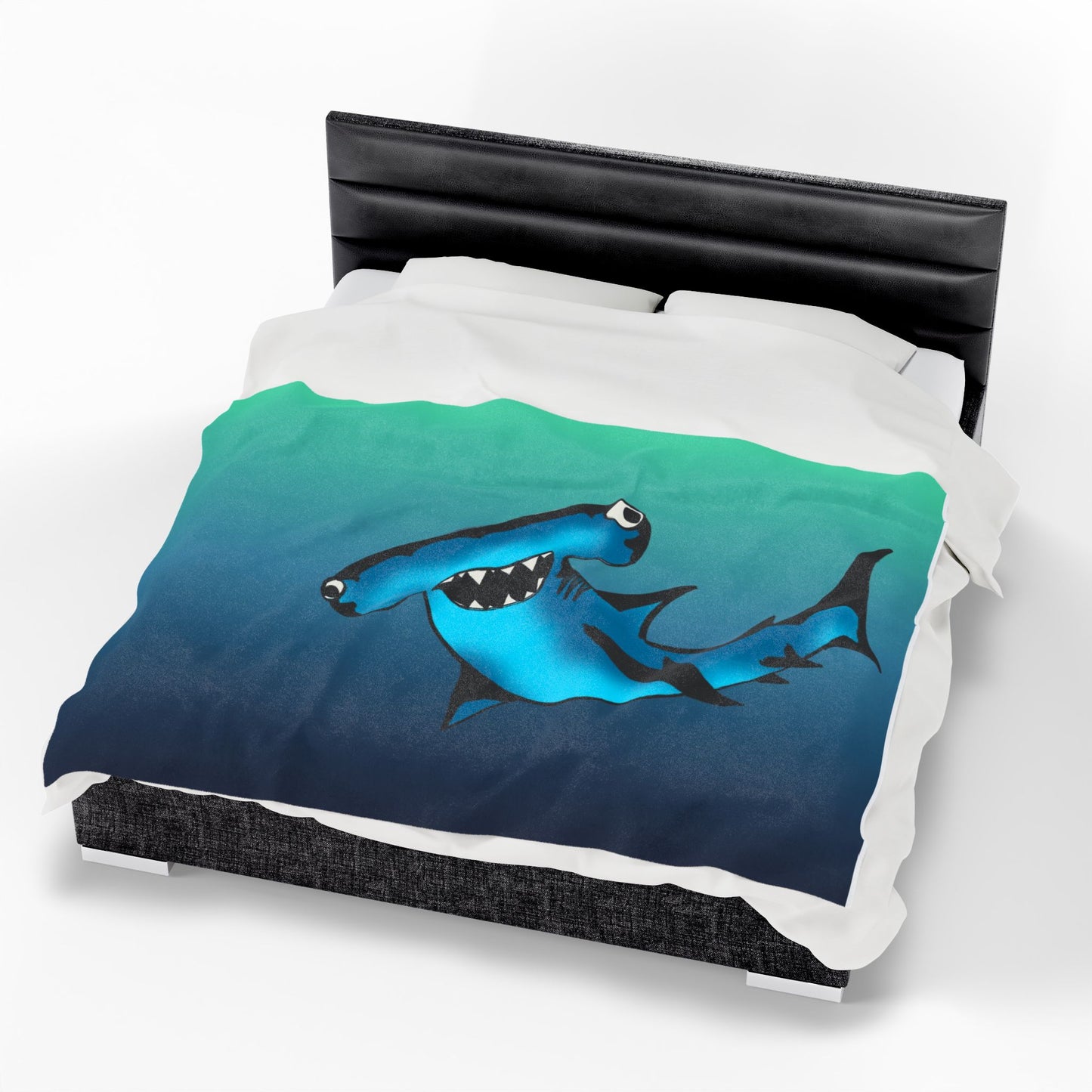 Harley Hammerhead Shark Velveteen Plush Blanket — Cute Ocean Animal Throw for Kids & Beach Lovers