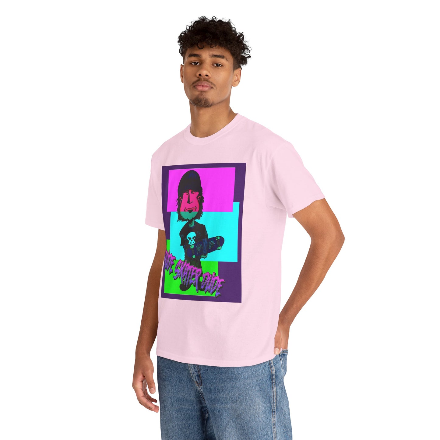 Retro Neon Skateboard Tee — "Rude Skater Dude" Graphic