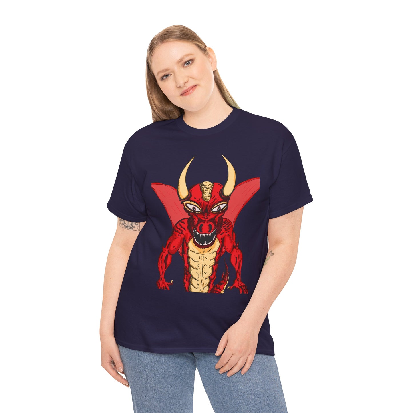 Bold Red Dragon Unisex Heavy Cotton Tee | Graphic Shirt for Anime Fans, Party Wear, Casual Outfit, Gift for Him/Her