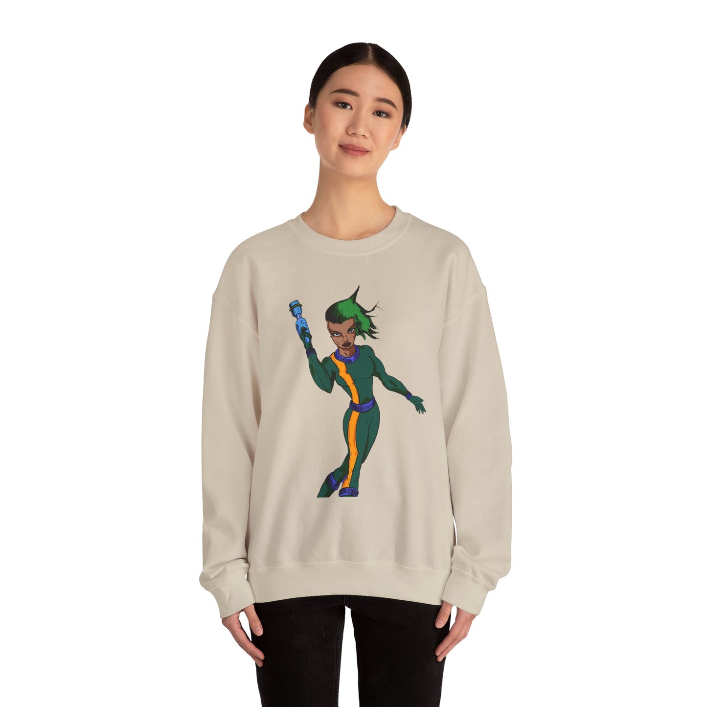 Heroic Vibes Crewneck Sweatshirt with Bold Design