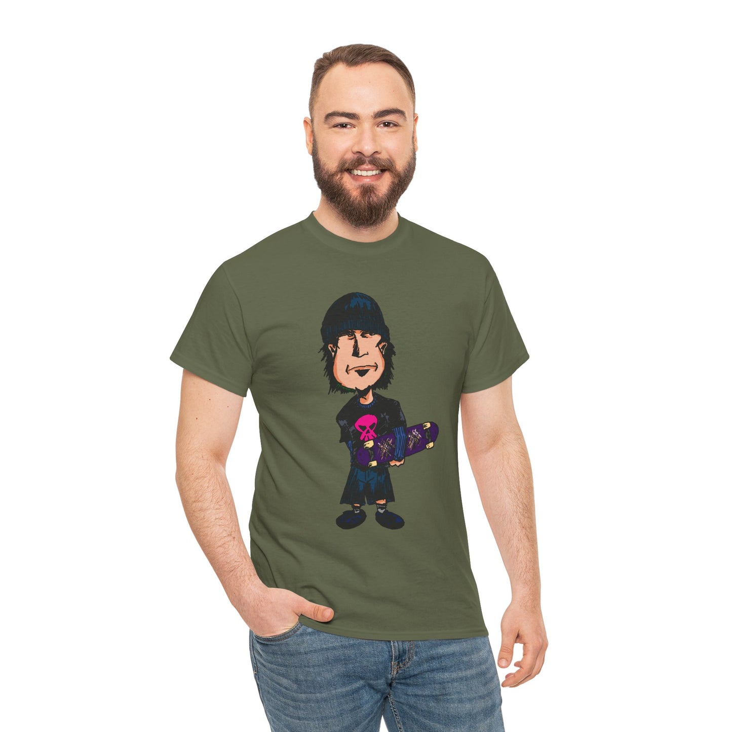 Rude Skater Dude - Skate Punk - Skater Kid Cartoon T‑Shirt — Cute Skateboarder Graphic Tee