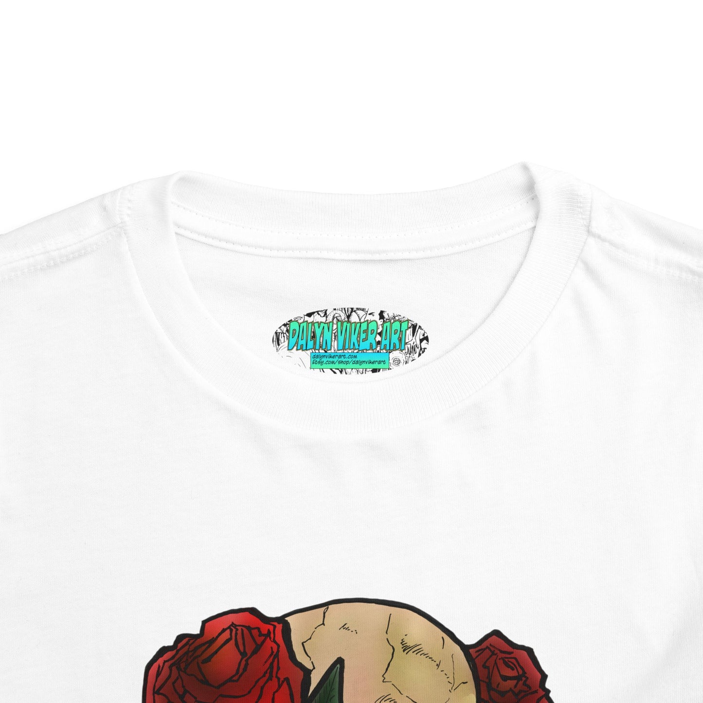 Toddler Tee — Skull with Red Roses Graphic