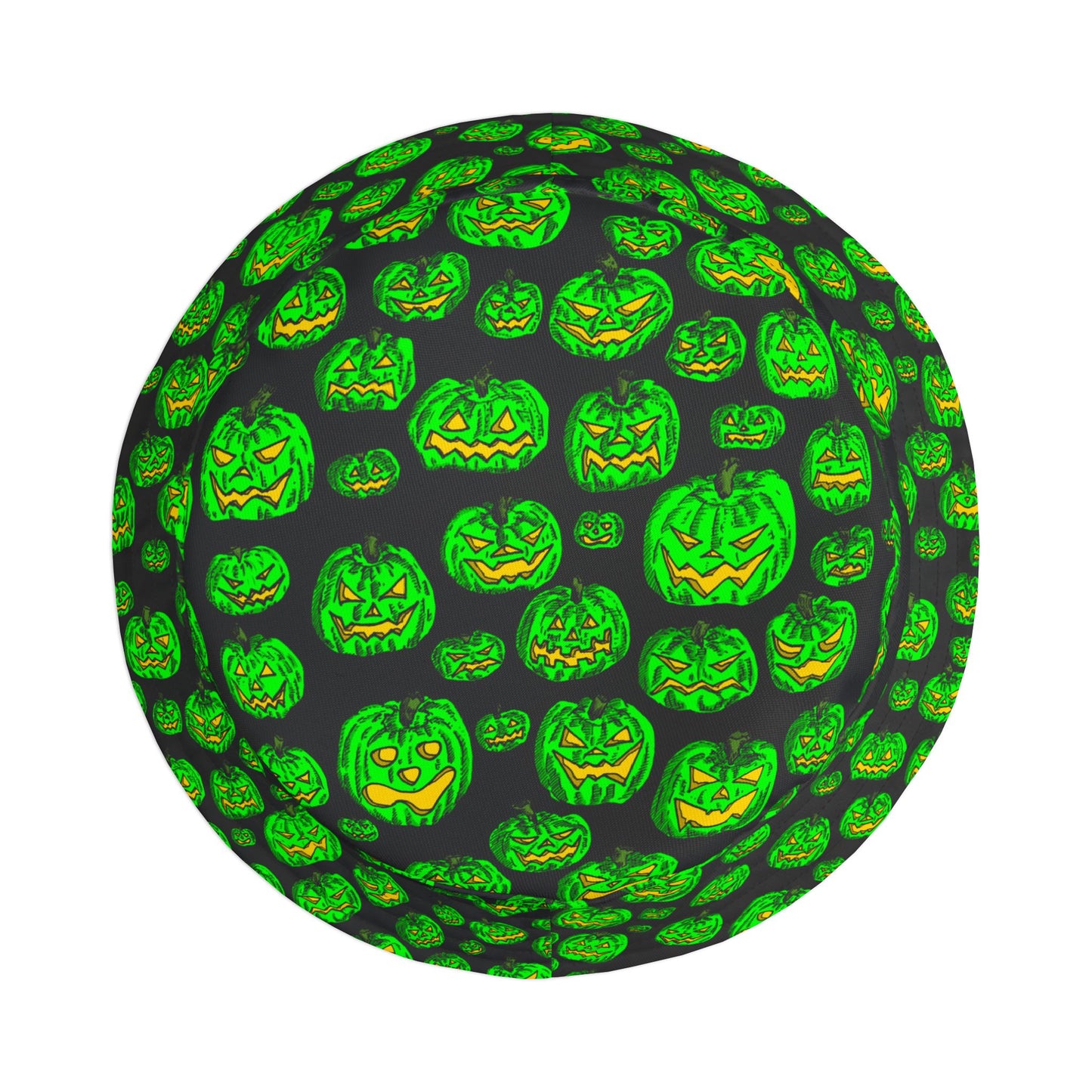 Monster Green Jack O Lantern Halloween Bucket Hat, Spooky Fall Accessory, Festival Hat, Trick or Treat Gear, Unisex Hat