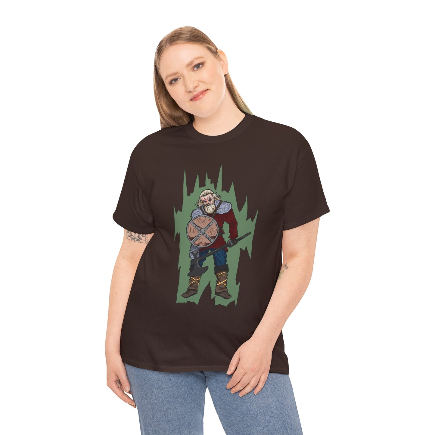 Epic Warrior Graphic Tee, Unisex Heavy Cotton Shirt, Casual Wear, Gamer Gift, Medieval Art Clothing, Battle Theme Fashion