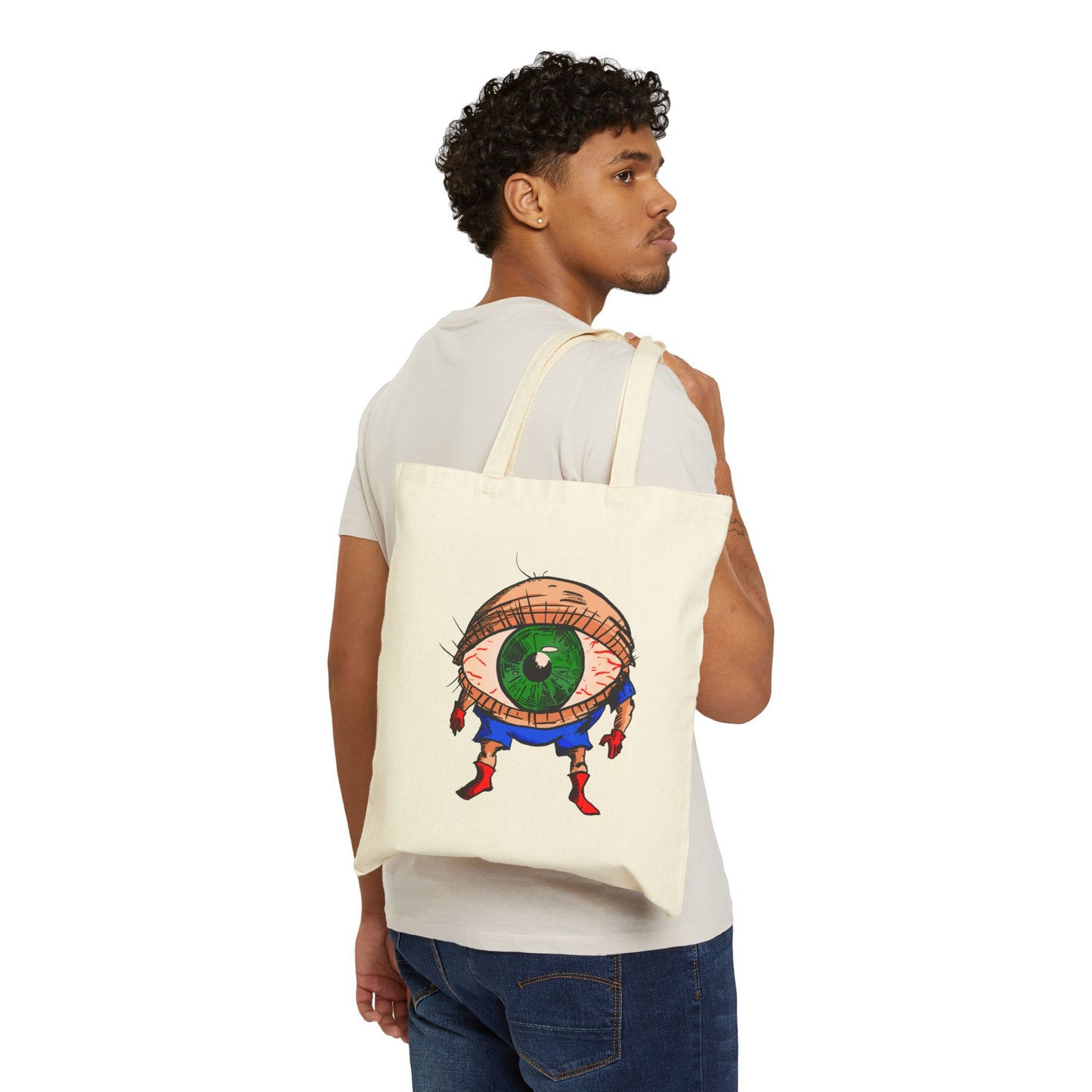 Terrif-EYE-ing Green Eye Tote Bag — Quirky Illustrated Canvas Shopper