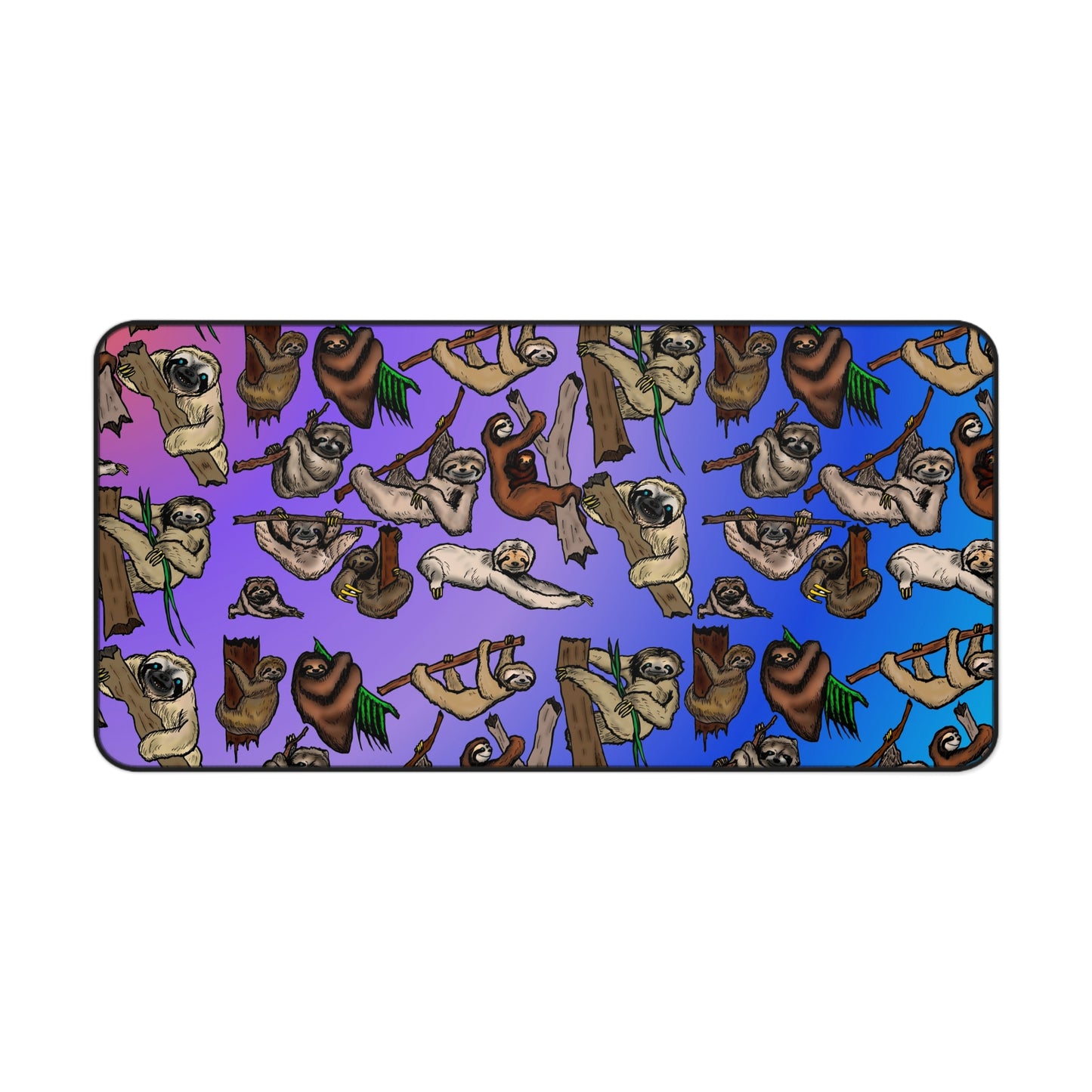 Cute Sloth Gradient Desk Mat — Colorful Animal Mouse Pad for Home Office