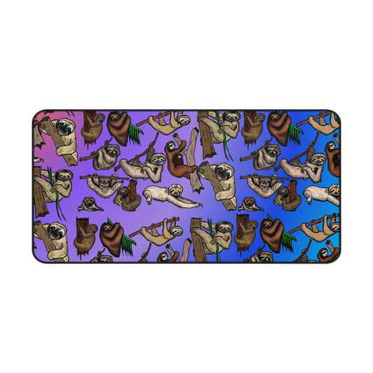 Cute Sloth Gradient Desk Mat — Colorful Animal Mouse Pad for Home Office