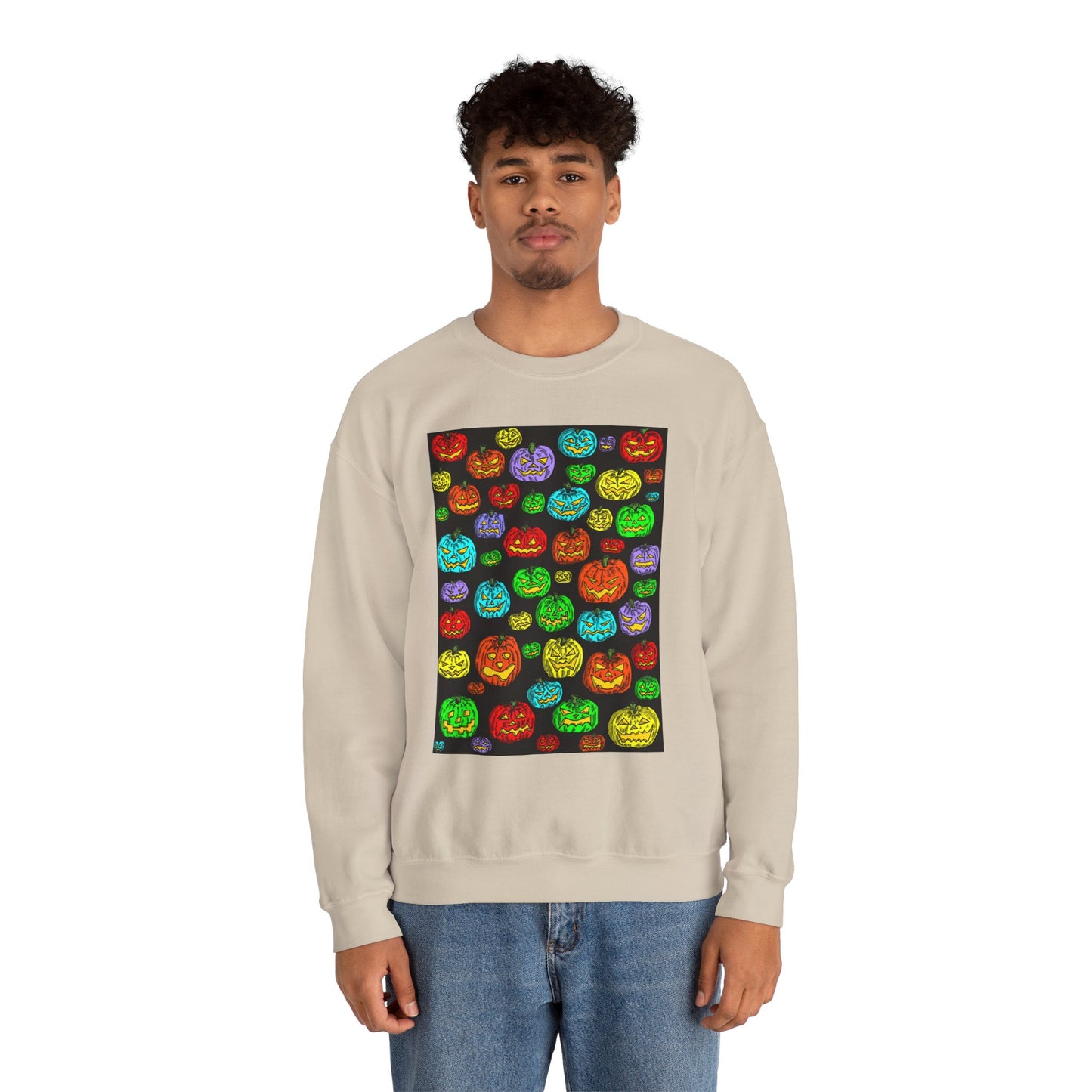 Halloween Colorful Pumpkin Graphic Crewneck Sweatshirt