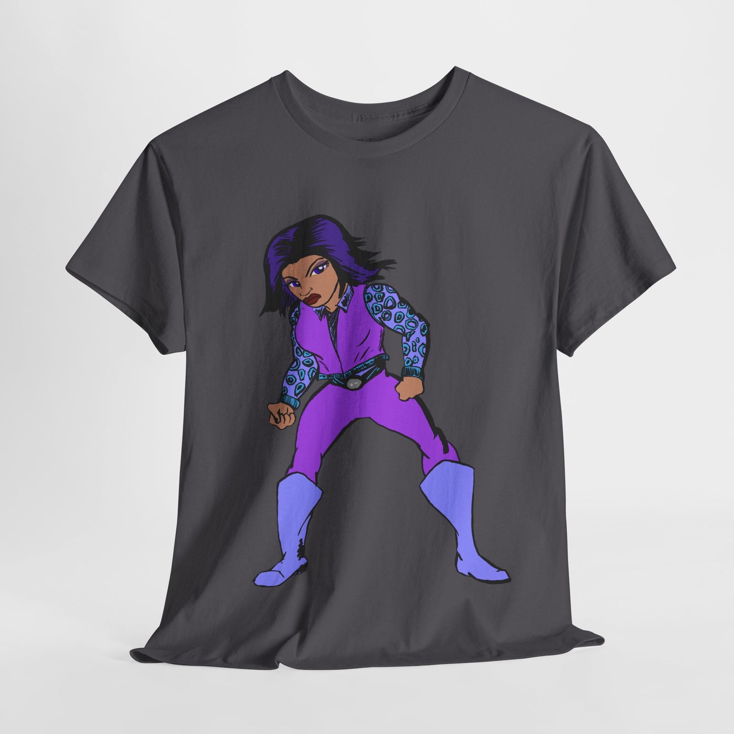 Retro Cartoon Hero Woman Character Unisex Heavy Cotton Tee, Vintage Graphic Tee, Fun T-Shirt, Gift for Fans, Casual Wear, Everyday Tee