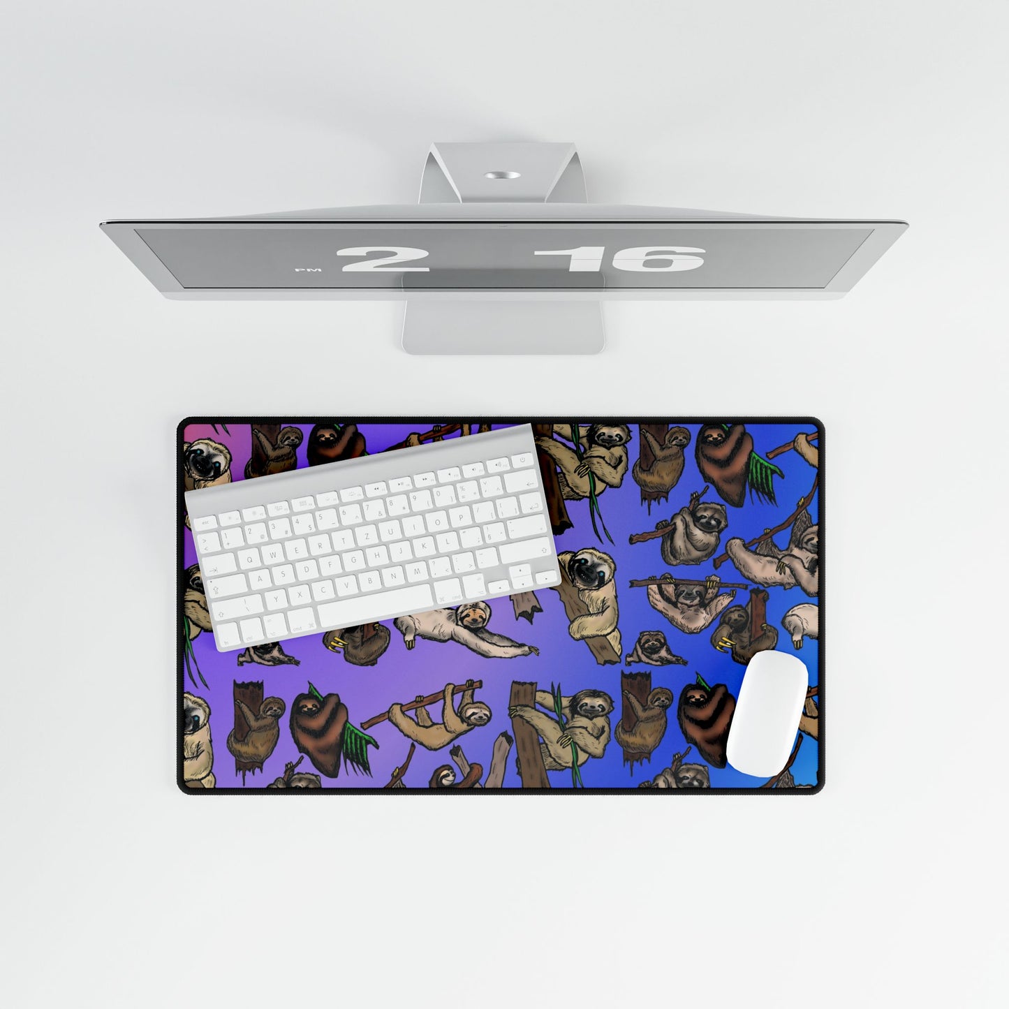 Sloth Pattern Desk Mat – Cute Relaxing Animal Mousepad for Office & Gaming and Card Playing Mat