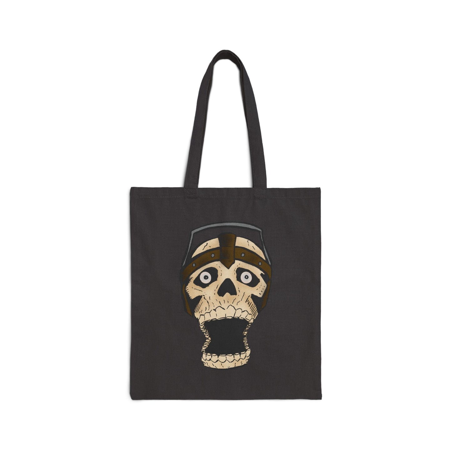 Screaming Skull Canvas Tote Bag — Retro Electrified Skull Design