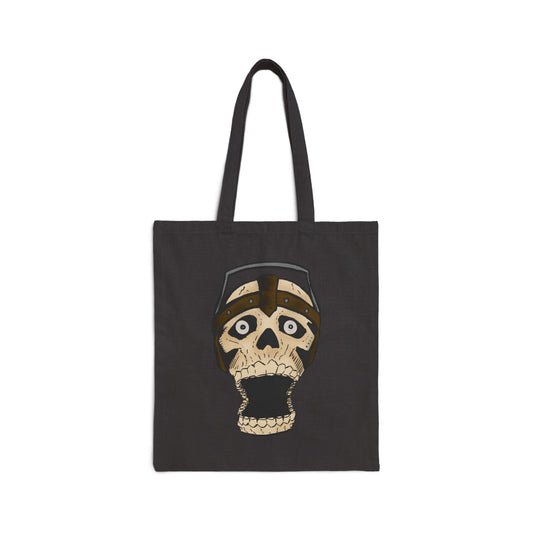 Screaming Skull Canvas Tote Bag — Retro Electrified Skull Design