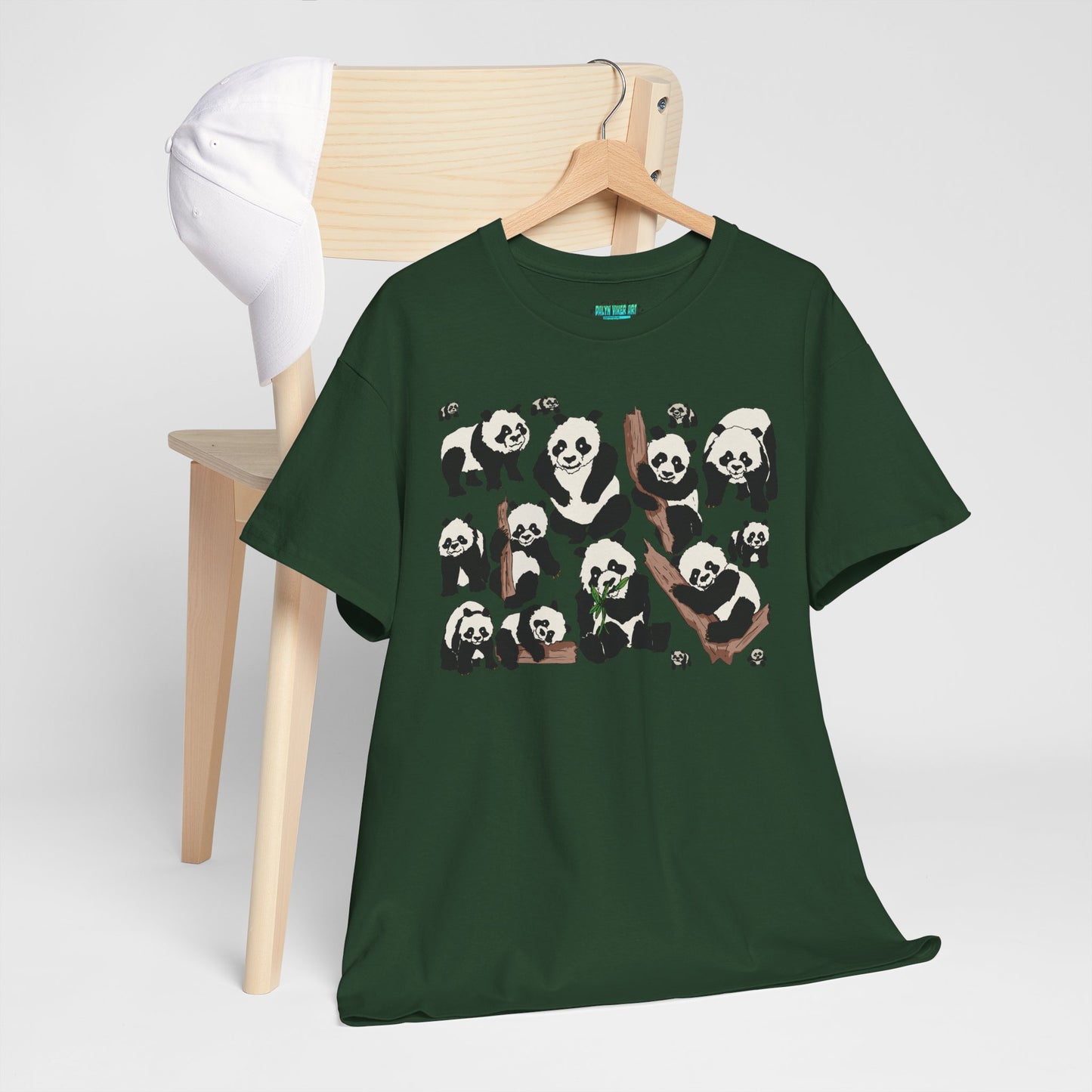 Cute Panda Design Unisex Heavy Cotton Tee | Animal Lover Gift, Casual Wear, Eco-Friendly Apparel, Nature Enthusiast Clothing
