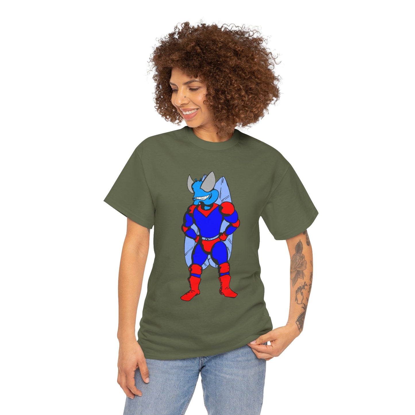 Astro-Fly Hero Graphic Tee - Blue & Red Superhero T-Shirt