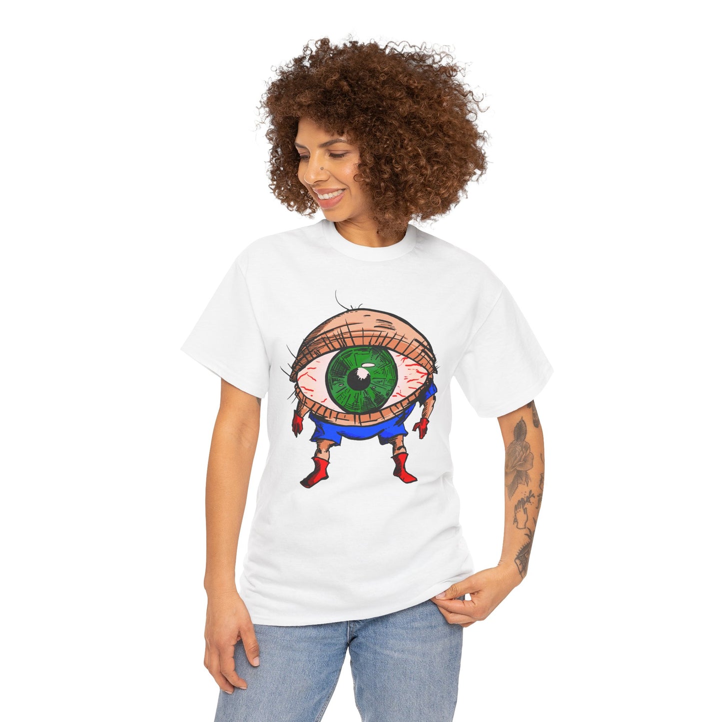 Terrif-EYE-ing - Whimsical Unisex Heavy Cotton Tee with Eye Design