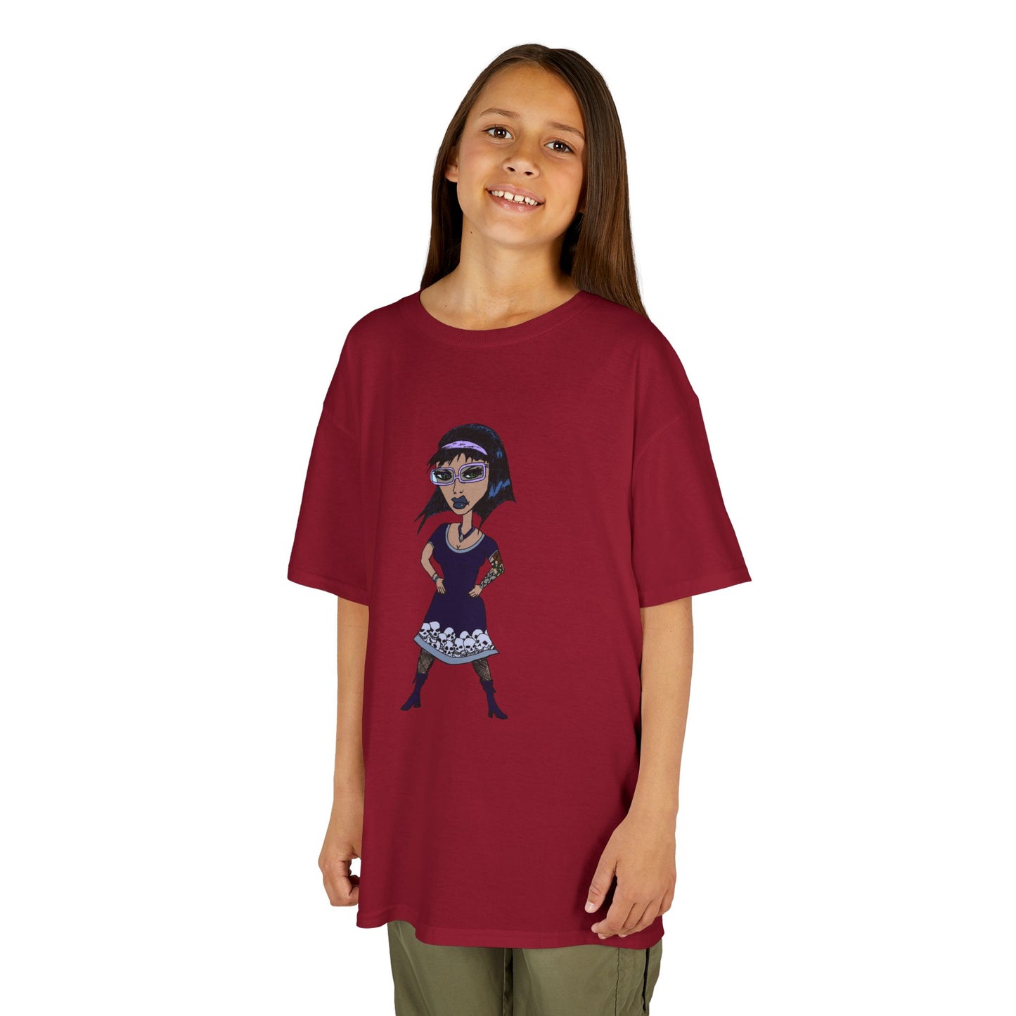 Kids Tee — Vintage Gothic Girl Cartoon Graphic Tee for Children