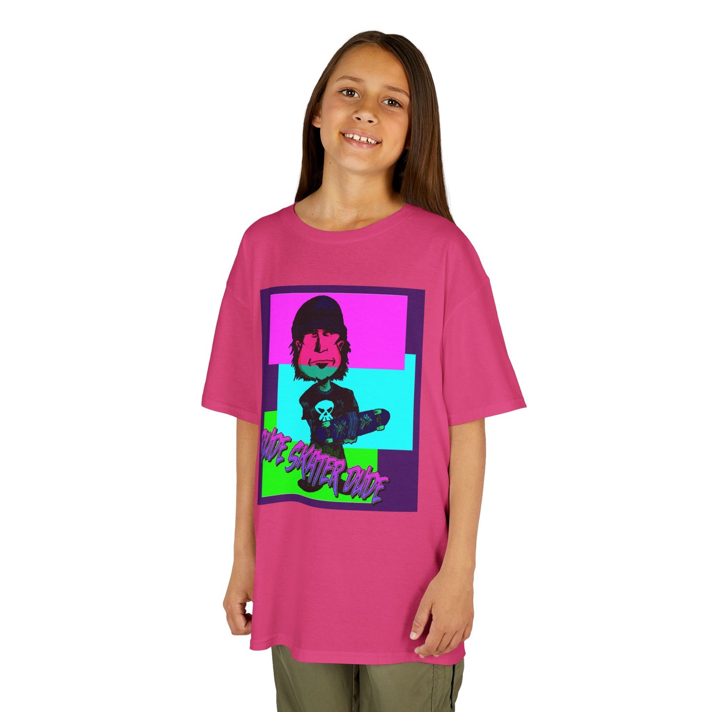 Kids Tee — Retro Neon Rude Skater Dude Kid Graphic T-Shirt