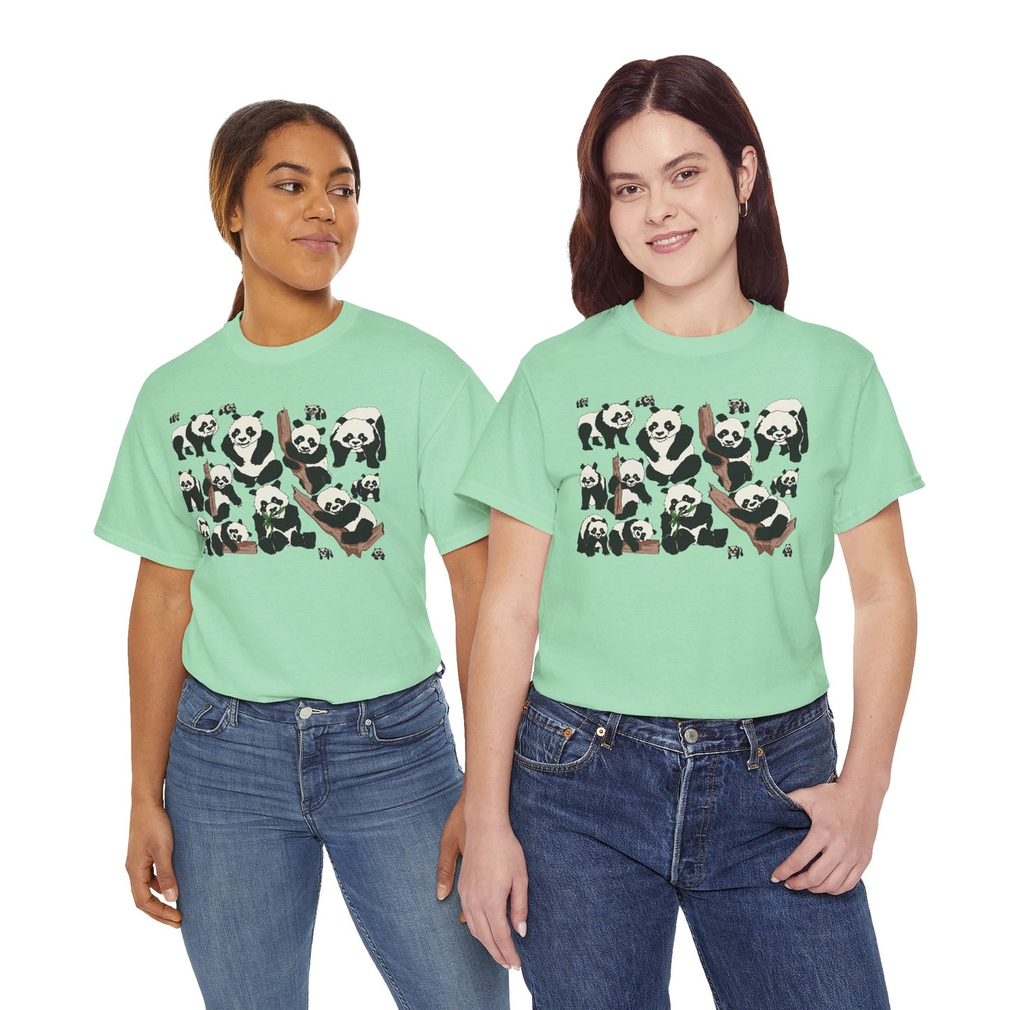 Cute Panda Design Unisex Heavy Cotton Tee | Animal Lover Gift, Casual Wear, Eco-Friendly Apparel, Nature Enthusiast Clothing