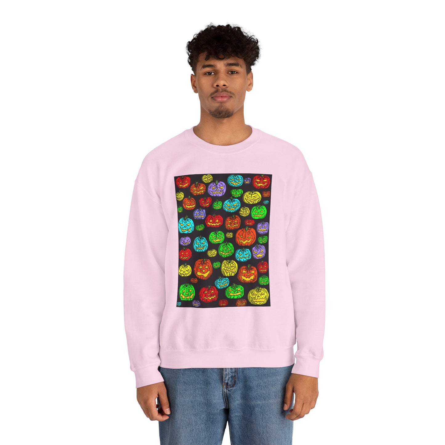 Halloween Colorful Pumpkin Graphic Crewneck Sweatshirt
