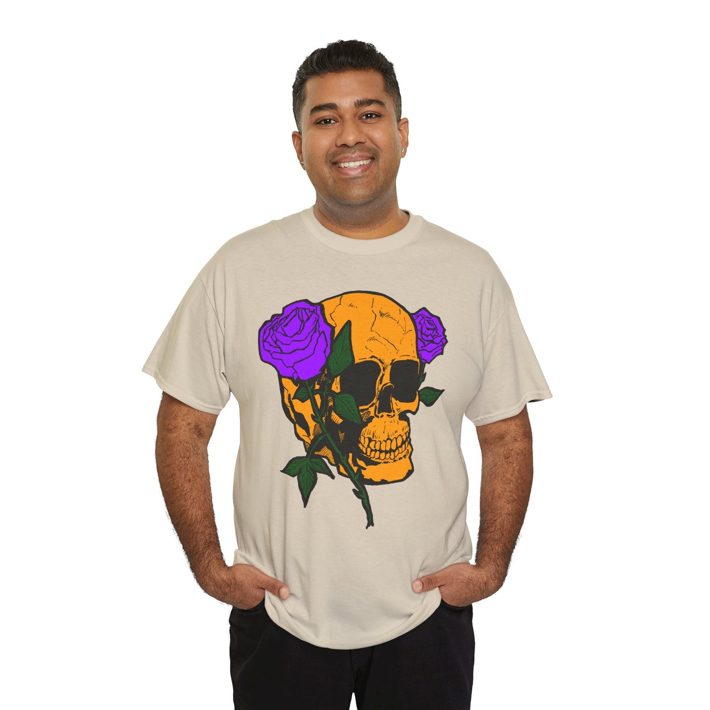 Skull and Roses Unisex Tee, Gothic Aesthetic Shirt, Vintage Graphic T-Shirt, Streetwear Essentials, Edgy Casual Wear