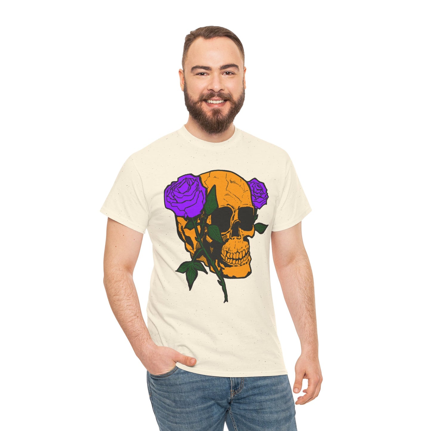 Skull and Roses Unisex Tee, Gothic Aesthetic Shirt, Vintage Graphic T-Shirt, Streetwear Essentials, Edgy Casual Wear
