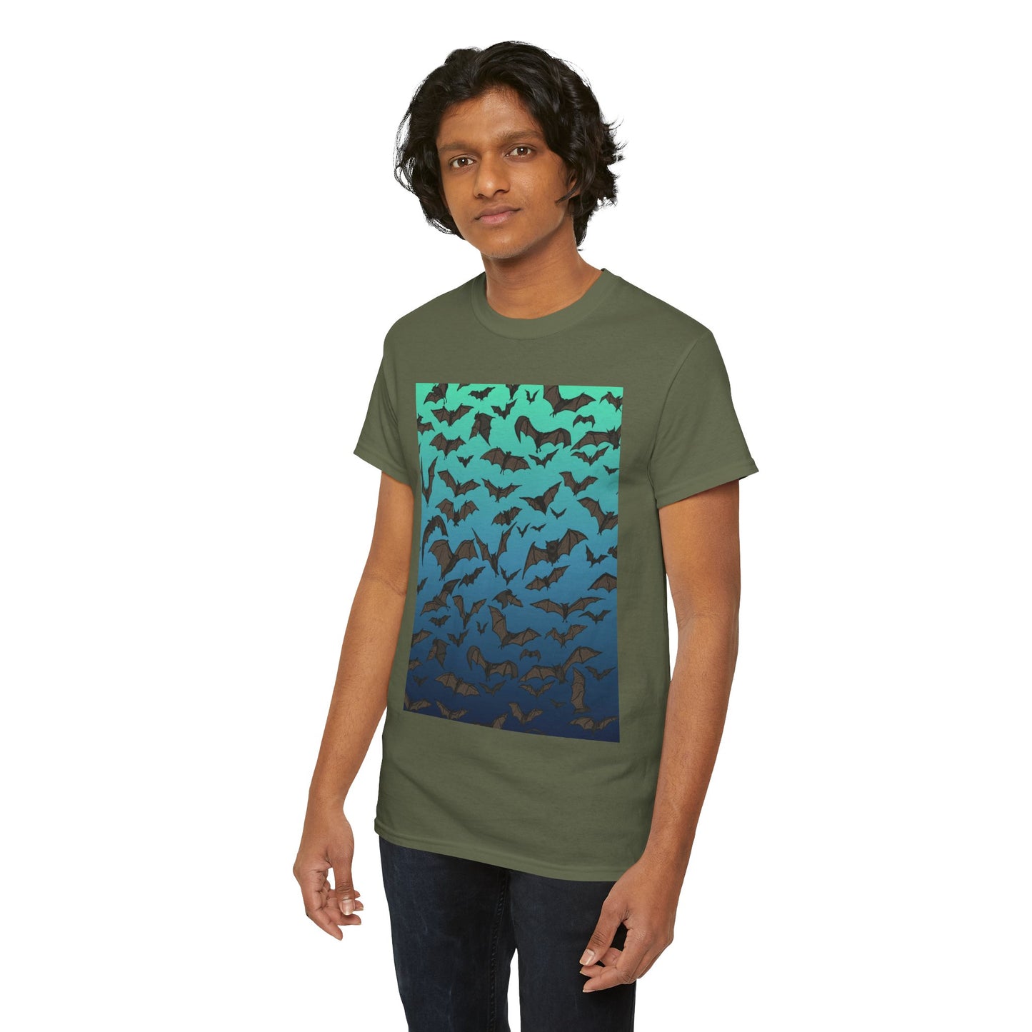 Bat Swarm Graphic Tee — Gradient Night Flight T-Shirt
