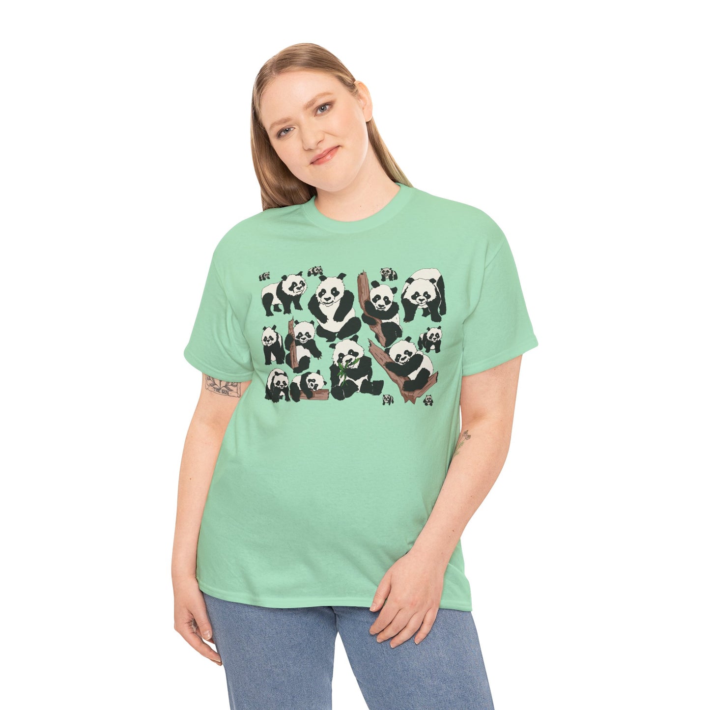 Cute Panda Design Unisex Heavy Cotton Tee | Animal Lover Gift, Casual Wear, Eco-Friendly Apparel, Nature Enthusiast Clothing
