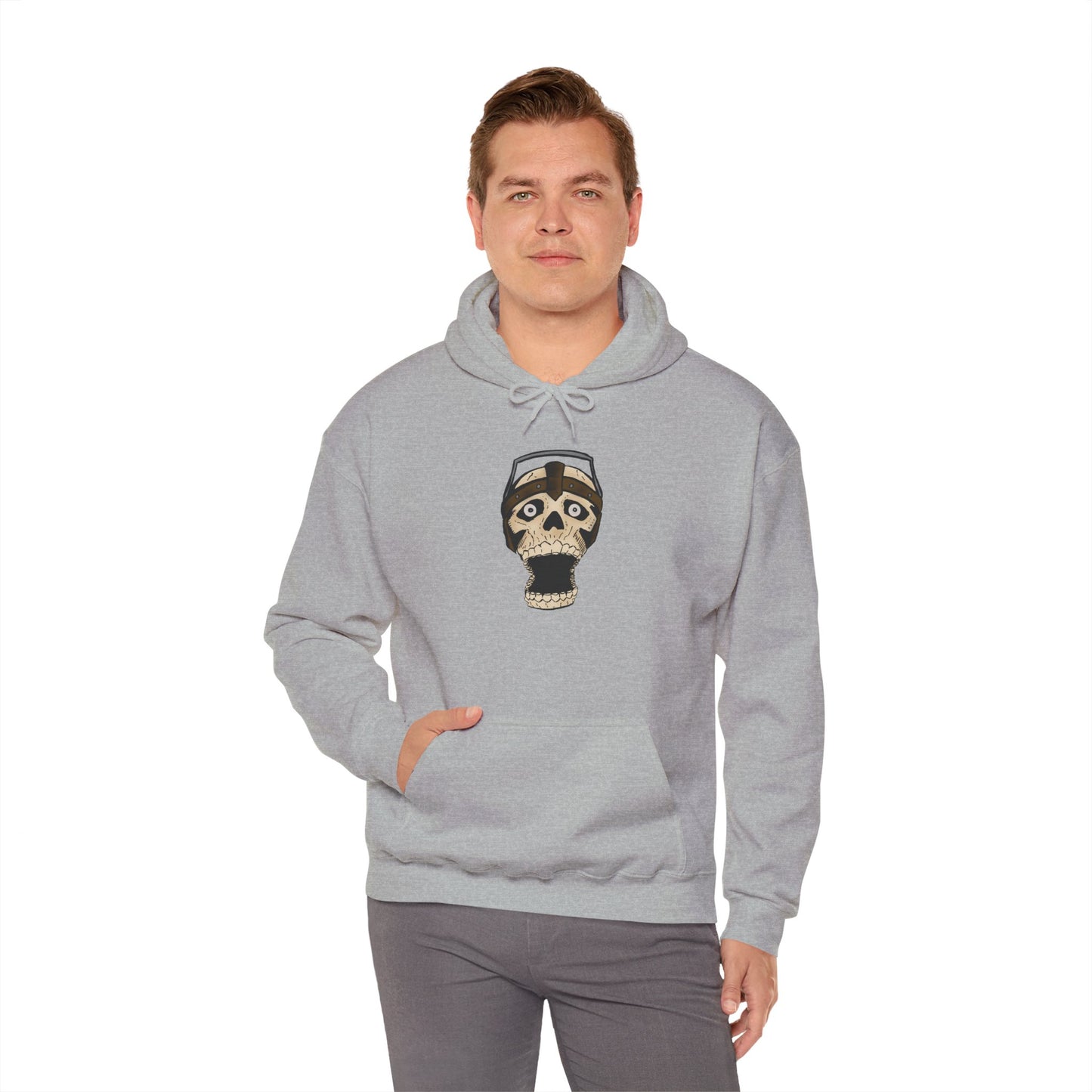 Screaming Skull Graphic Hoodie, Unisex Heavy Blend Sweatshirt, Cozy Casual Wear, Gift for Halloween, Unique October Fashion, Everyday Comfort
