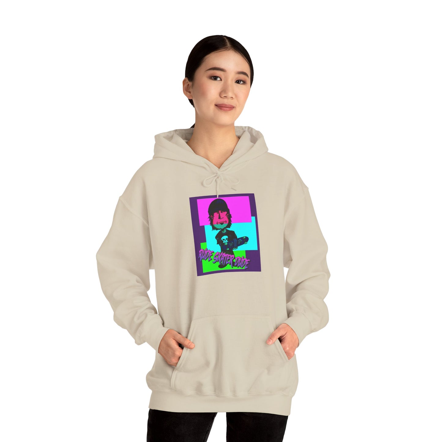 Retro Neon Rude Skater Dude Hoodie — Streetwear