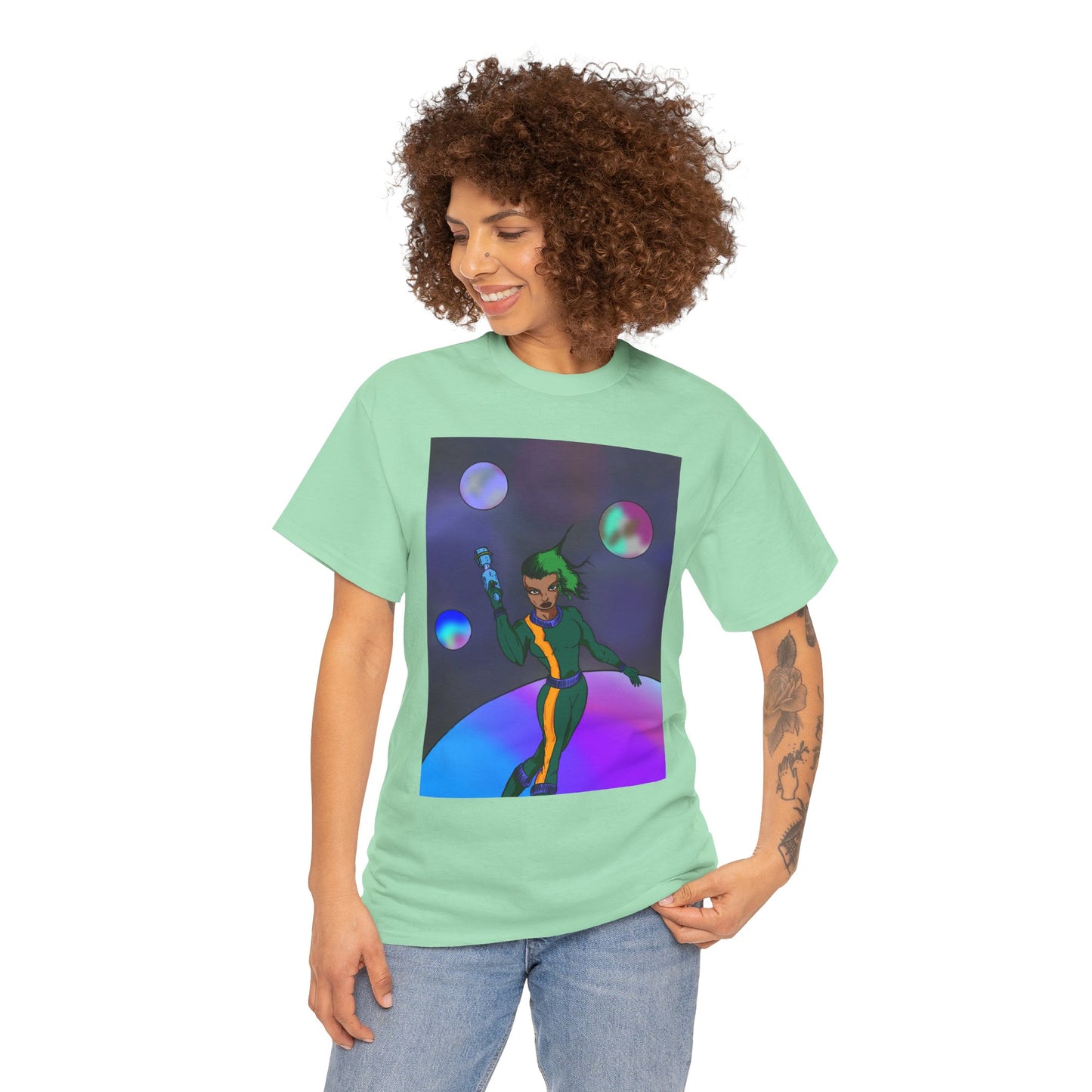 Cosmic Hero Vibe Tee - Unisex Heavy Cotton Tee, Space Art Shirt, Retro Sci-Fi T-Shirt, Gift for Space Lovers, Unique Graphic Tee
