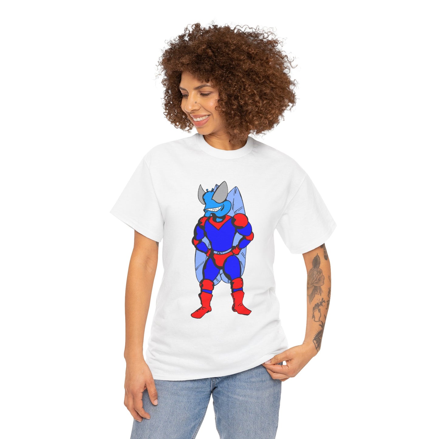 Astro-Fly Hero Graphic Tee - Blue & Red Superhero T-Shirt