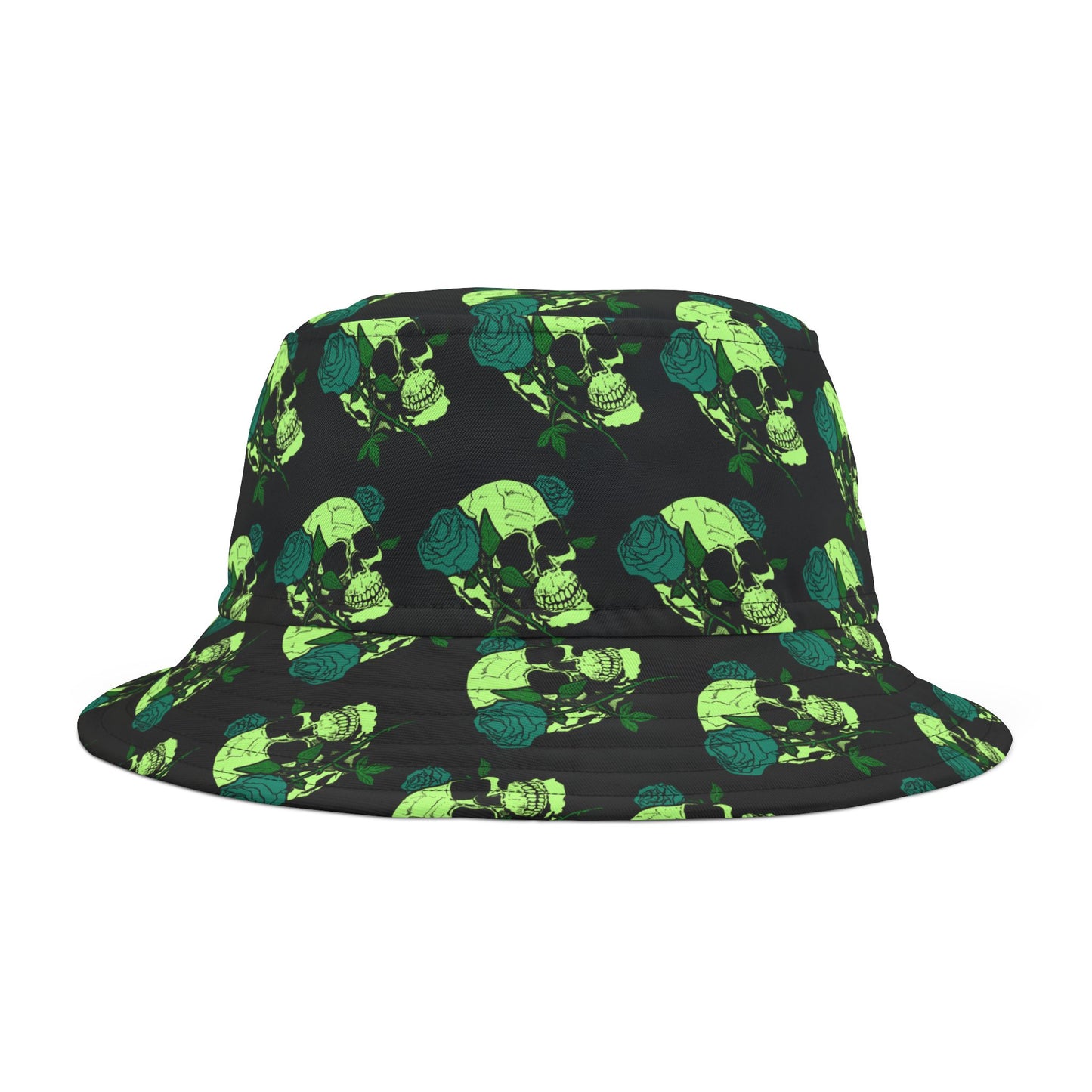 Gothic Rose Skull Bucket Hat, Trendy AOP Hat, Festival Headwear, Unisex Summer Accessory, Edgy Gift Idea, Streetwear Fashion