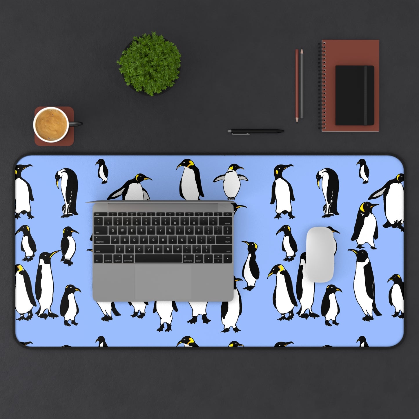 Rookery of Penguins - Ice Blue - Desk Mat