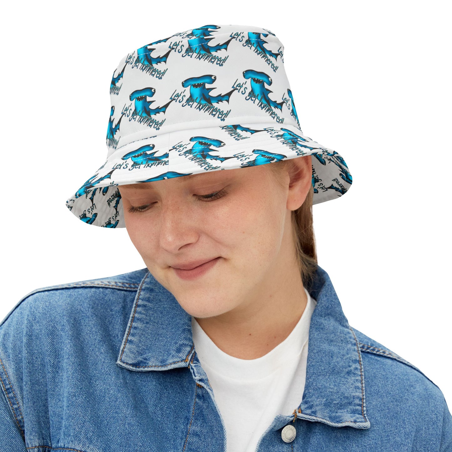 Bucket Hat - Let's Get Hammered Shark Drinking Crunk Design