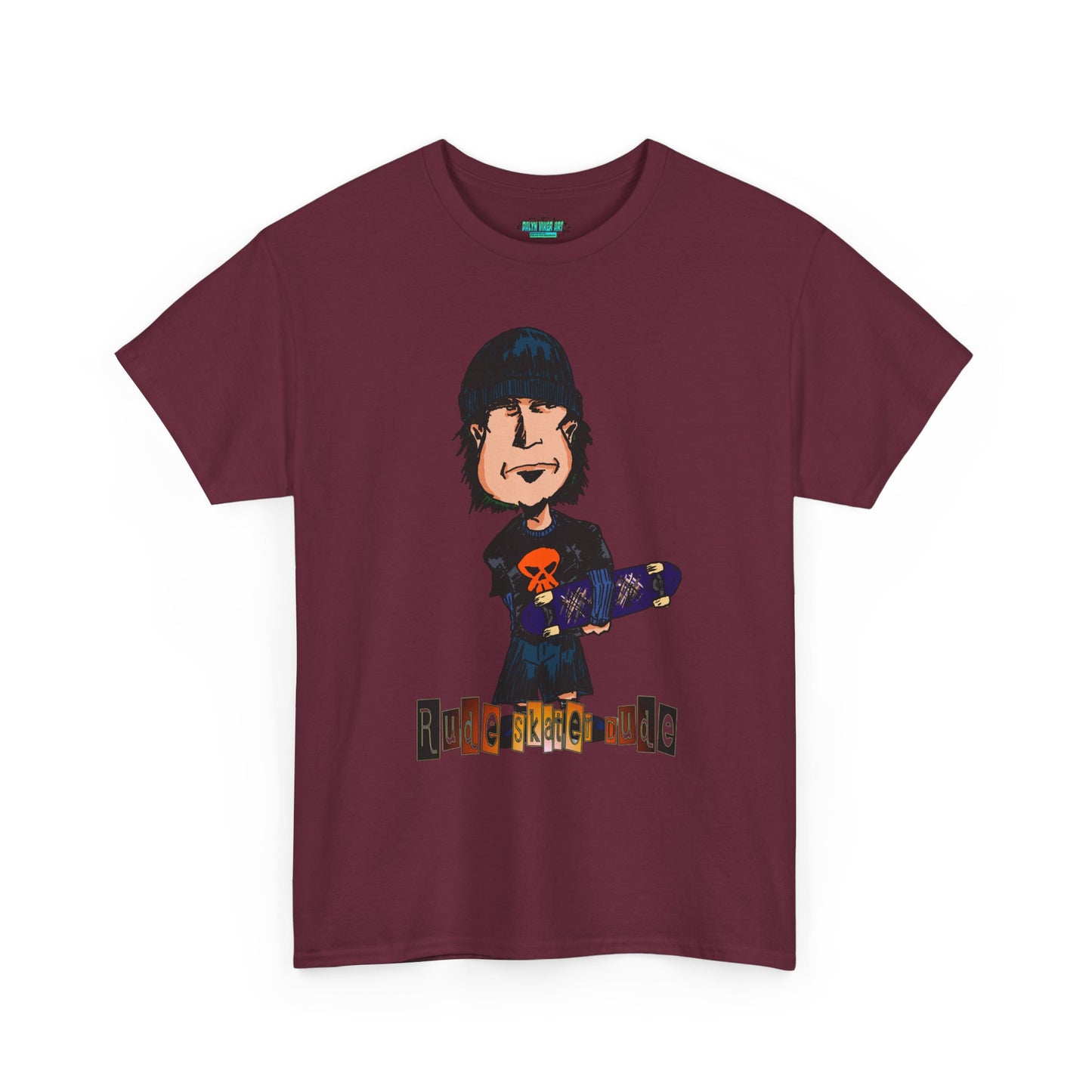 Rude Skater Dude Cartoon Skate Punk T-Shirt — Skateboarding Tee with Skull Design