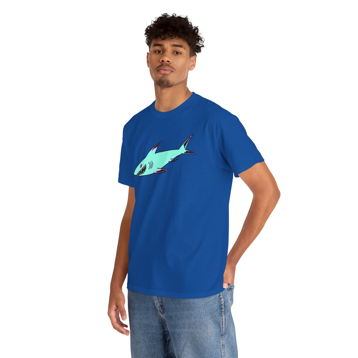 Cool Shark Graphic Unisex Heavy Cotton Tee, Ocean Lover Shirt, Beachwear, Casual Everyday Tee, Gift for Sharks Fans