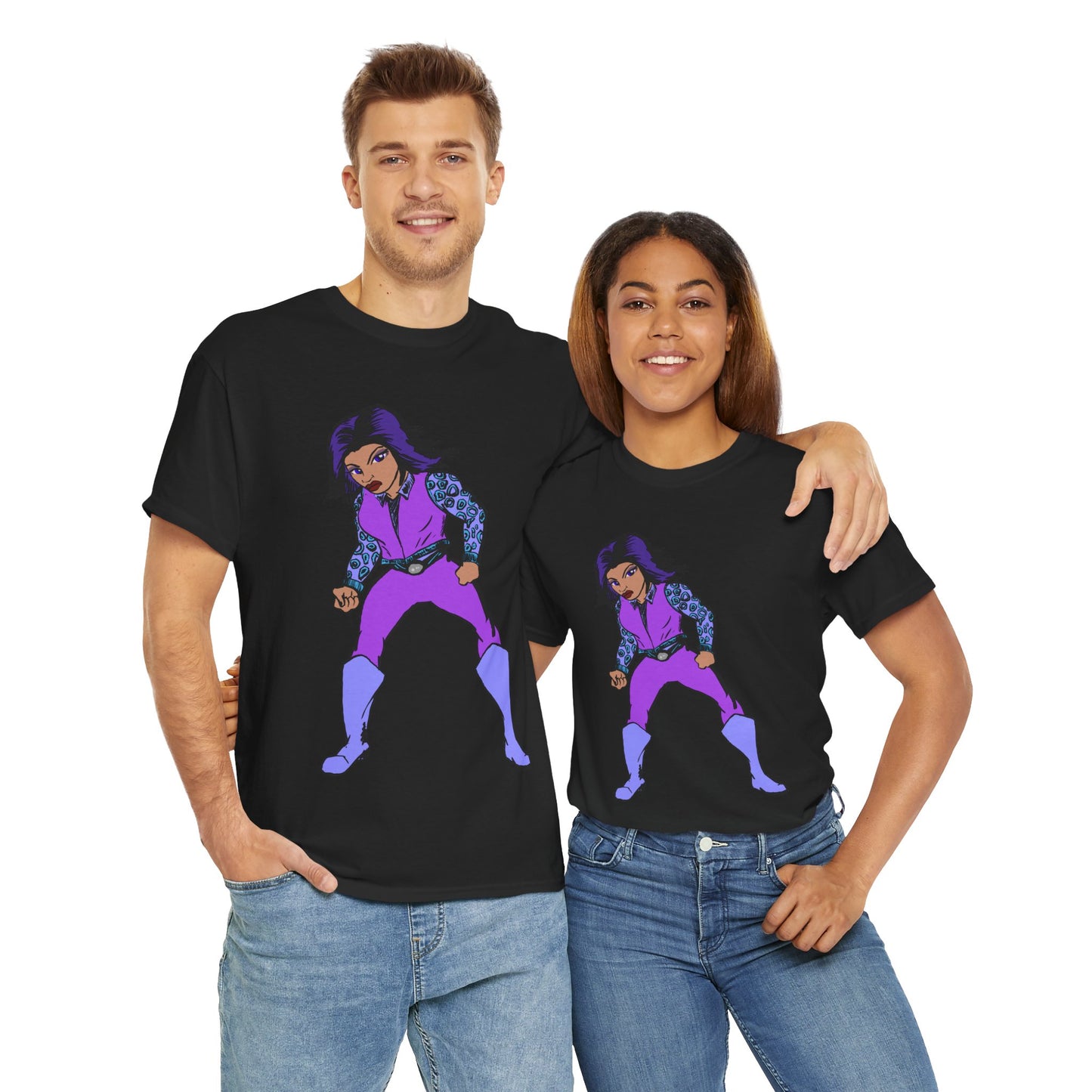 Retro Cartoon Hero Woman Character Unisex Heavy Cotton Tee, Vintage Graphic Tee, Fun T-Shirt, Gift for Fans, Casual Wear, Everyday Tee