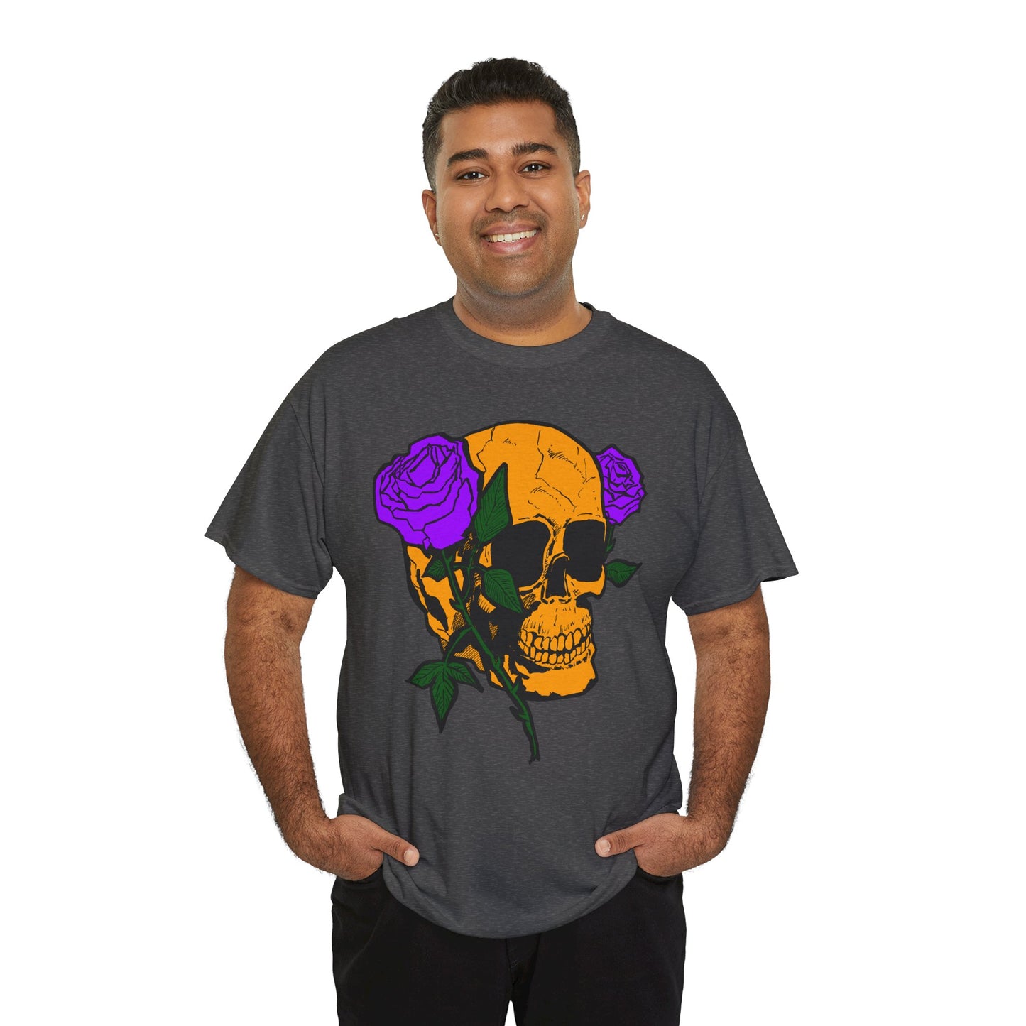 Skull and Roses Unisex Tee, Gothic Aesthetic Shirt, Vintage Graphic T-Shirt, Streetwear Essentials, Edgy Casual Wear