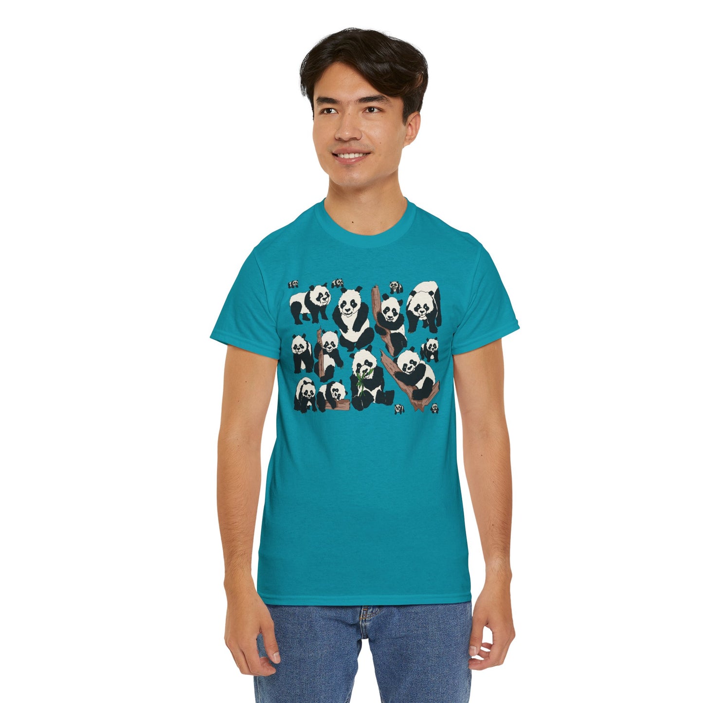 Cute Panda Design Unisex Heavy Cotton Tee | Animal Lover Gift, Casual Wear, Eco-Friendly Apparel, Nature Enthusiast Clothing