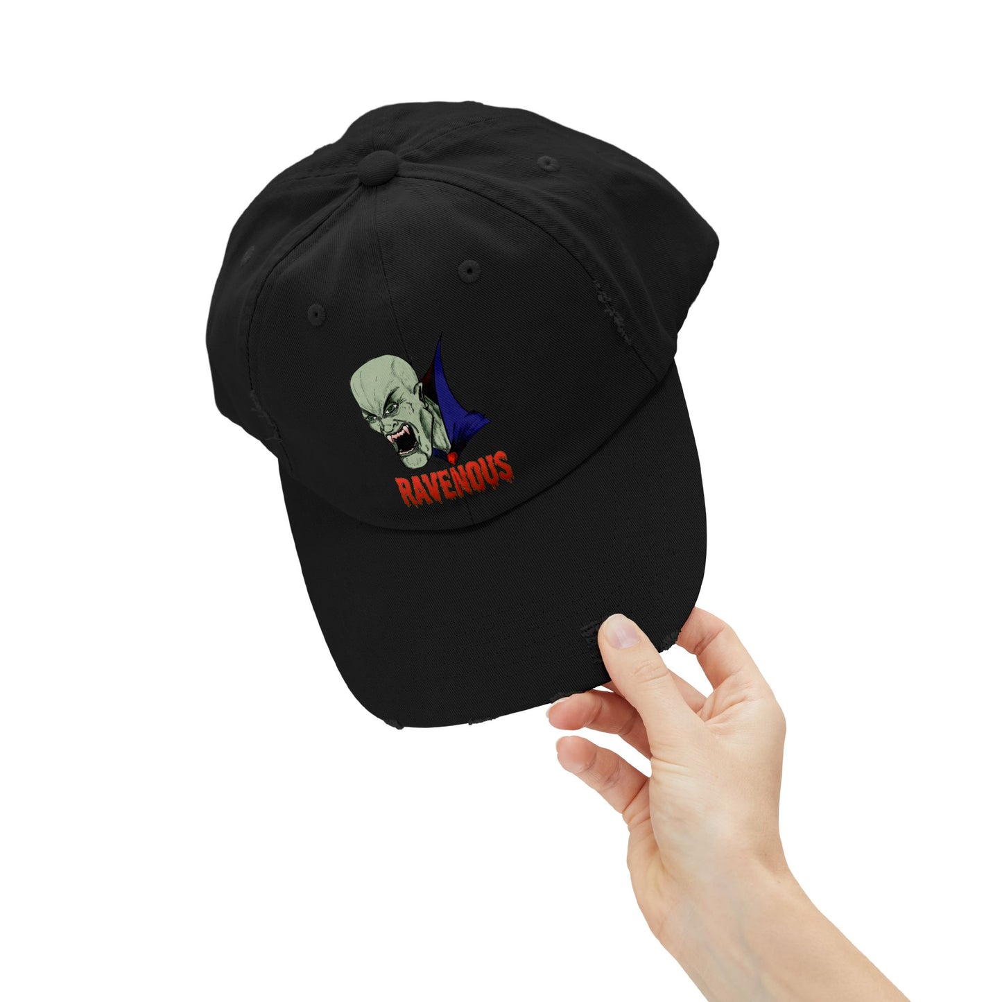 Distressed Cap Ravenous Bloodthirsty Vampire Gothic Horror