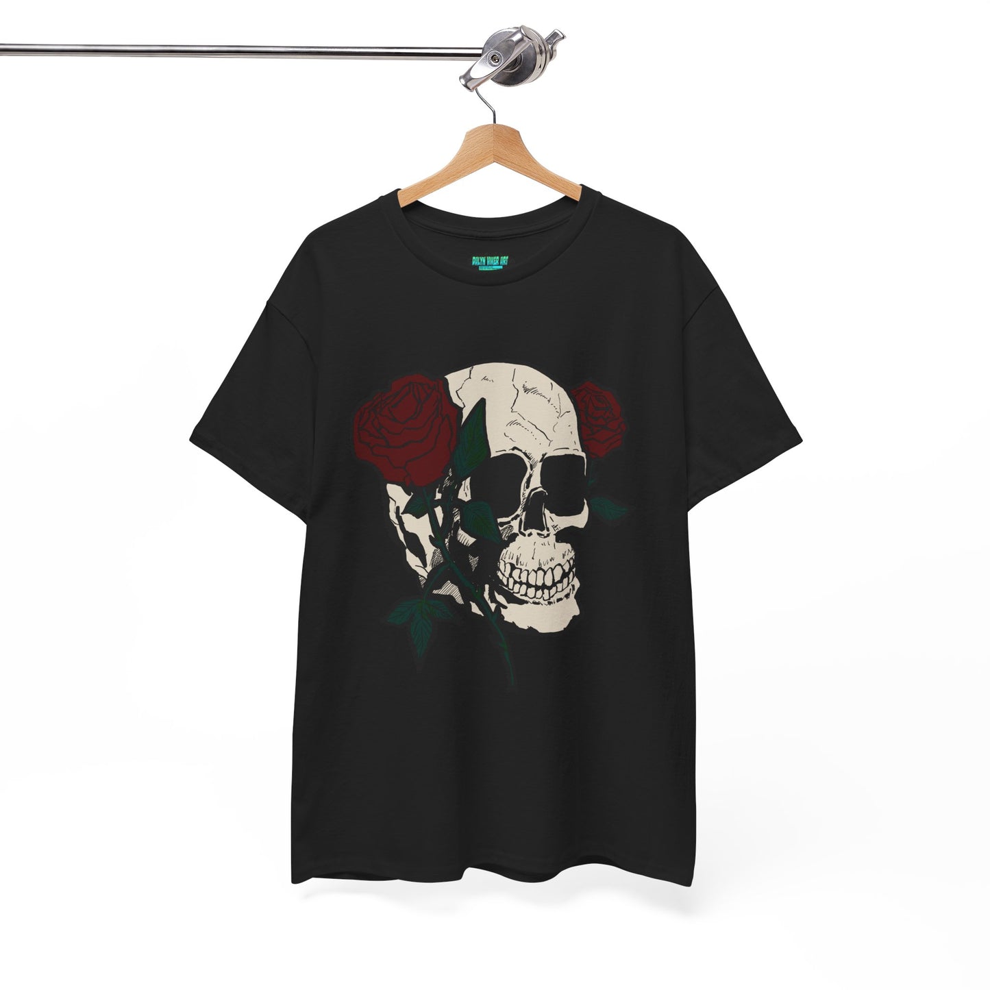 Skull and Roses Unisex Heavy Cotton Tee - Edgy Graphic T-Shirt for Impactful Style