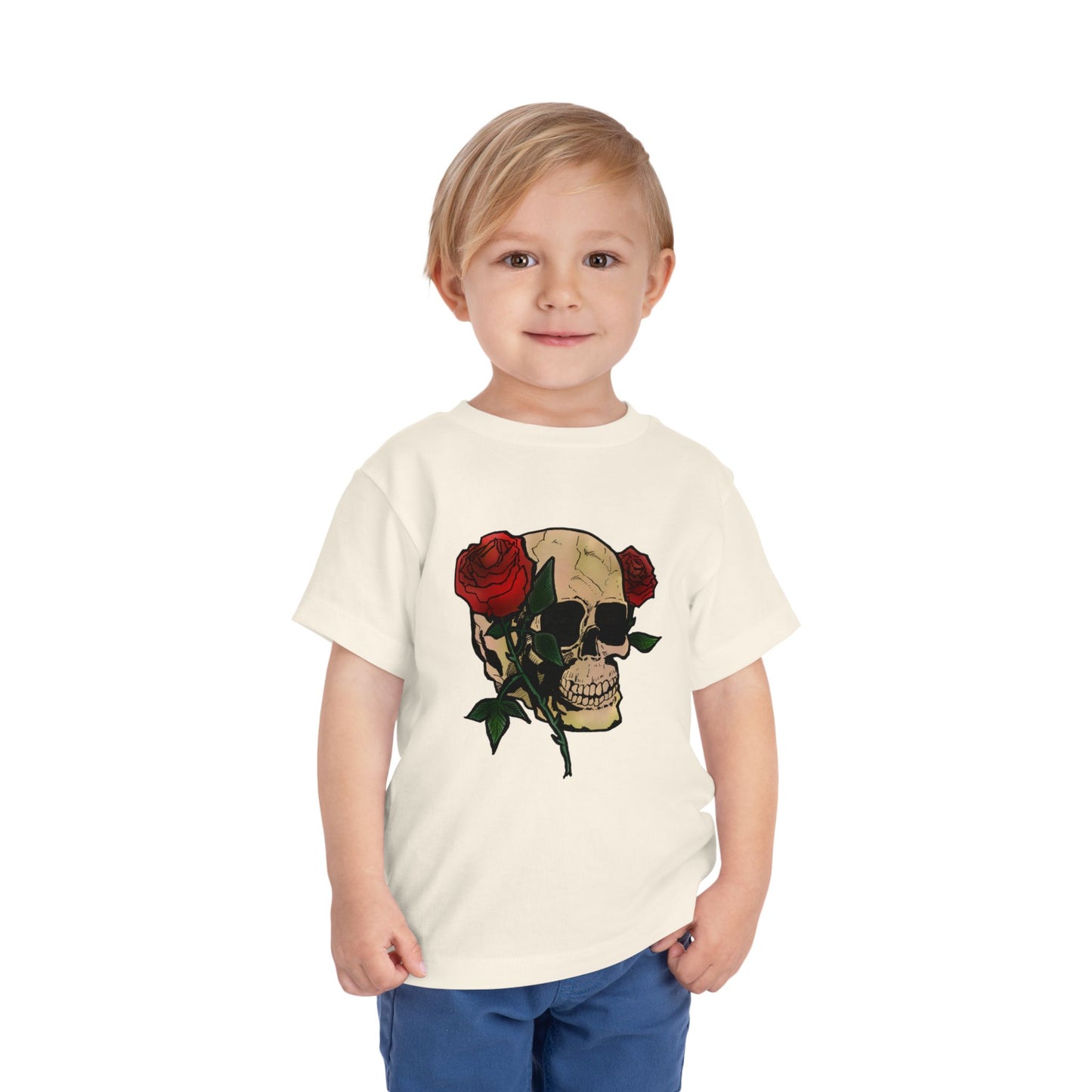 Toddler Tee — Skull with Red Roses Graphic