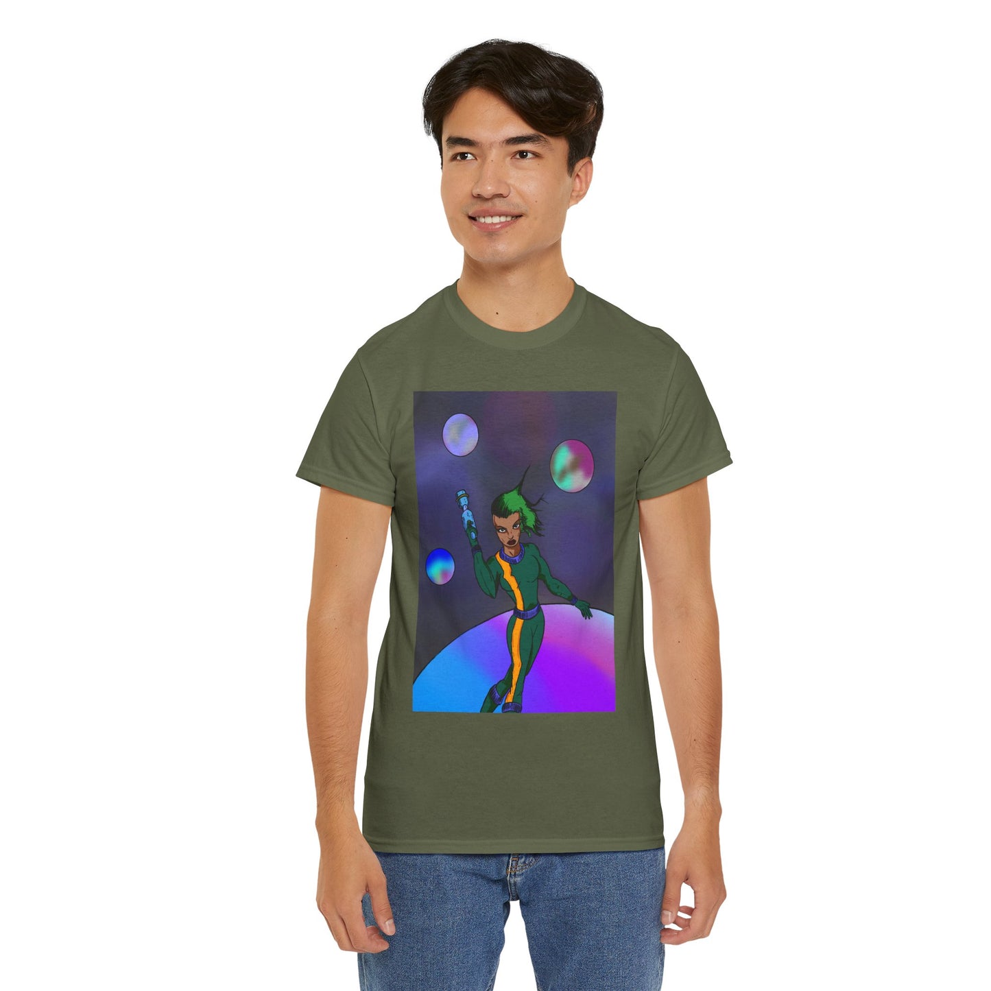 Cosmic Hero Vibe Tee - Unisex Heavy Cotton Tee, Space Art Shirt, Retro Sci-Fi T-Shirt, Gift for Space Lovers, Unique Graphic Tee